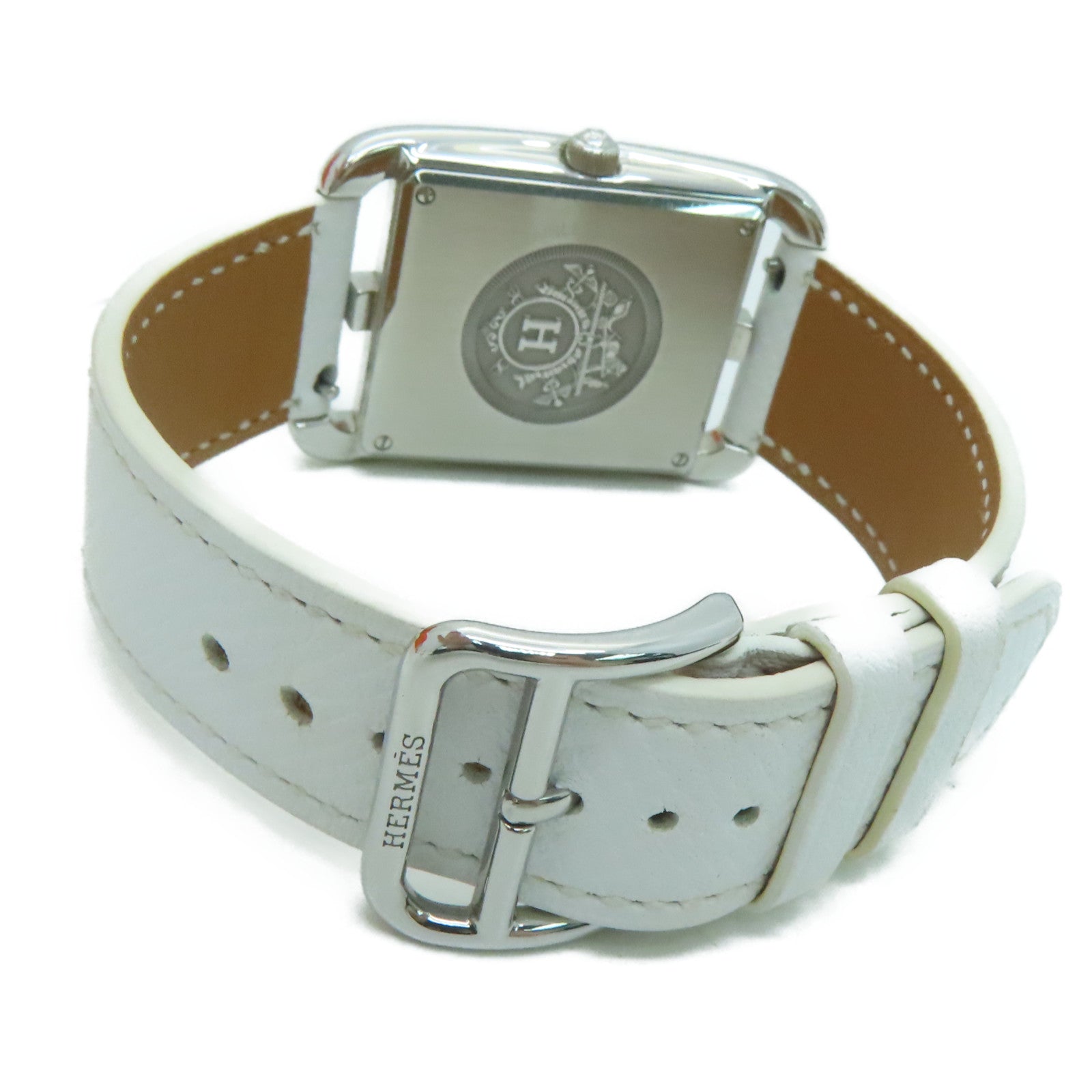 HERMES [Sharp Discount] Capecod Leather Band/Stainless Steel Watch Quartz Movement White
