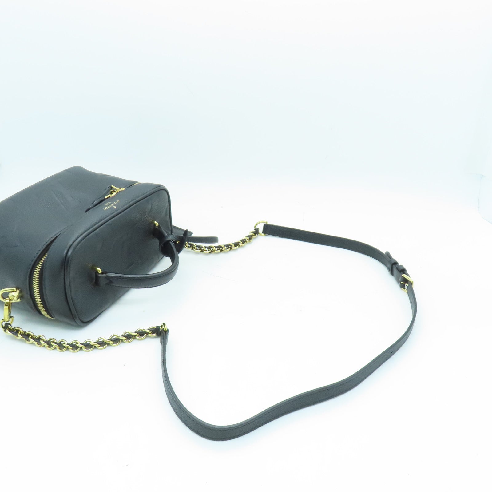 LOUIS VUITTON Monogram Empreinte Vanity PM金扣手挽肩背两用袋黑色