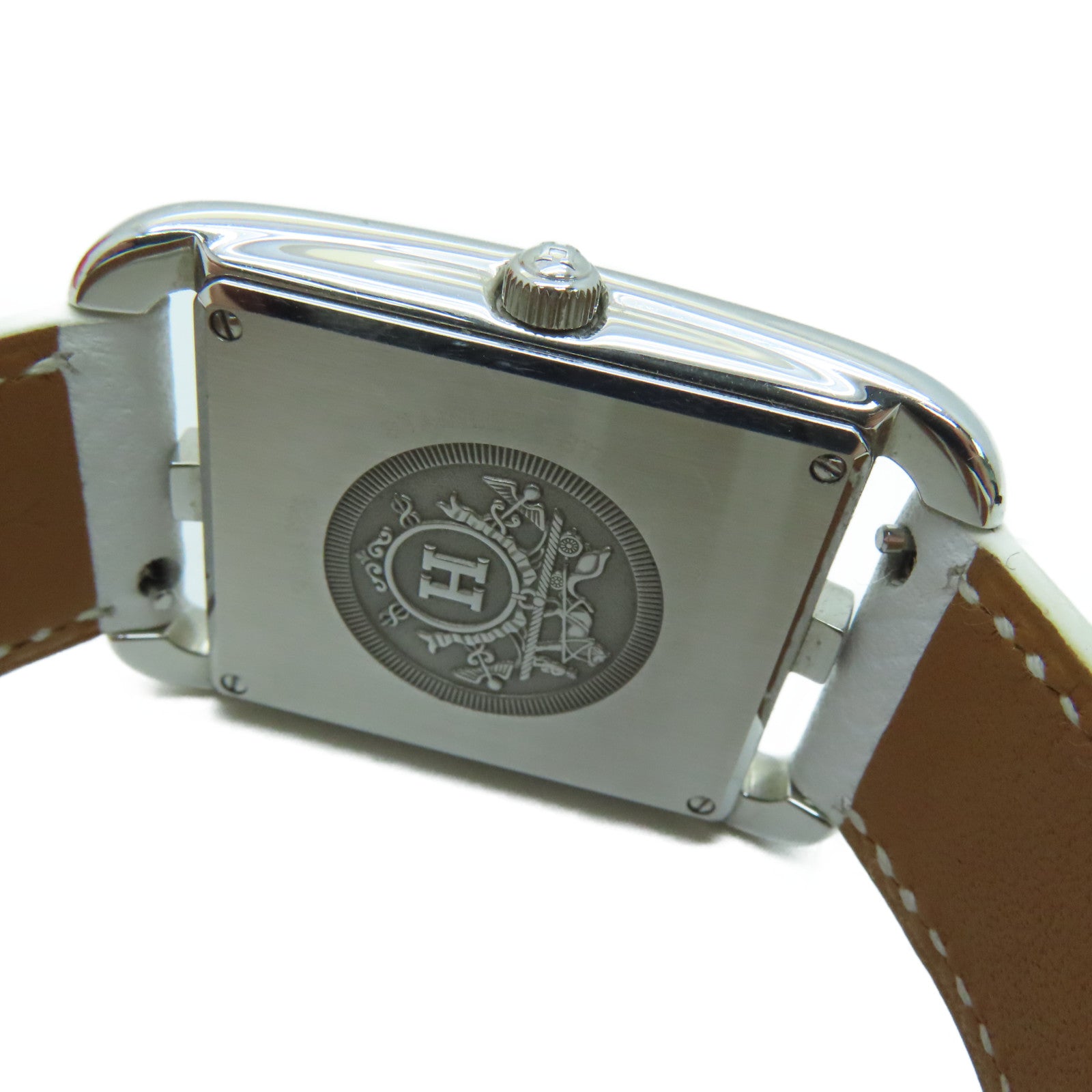 HERMES [Sharp Discount] Capecod Leather Band/Stainless Steel Watch Quartz Movement White
