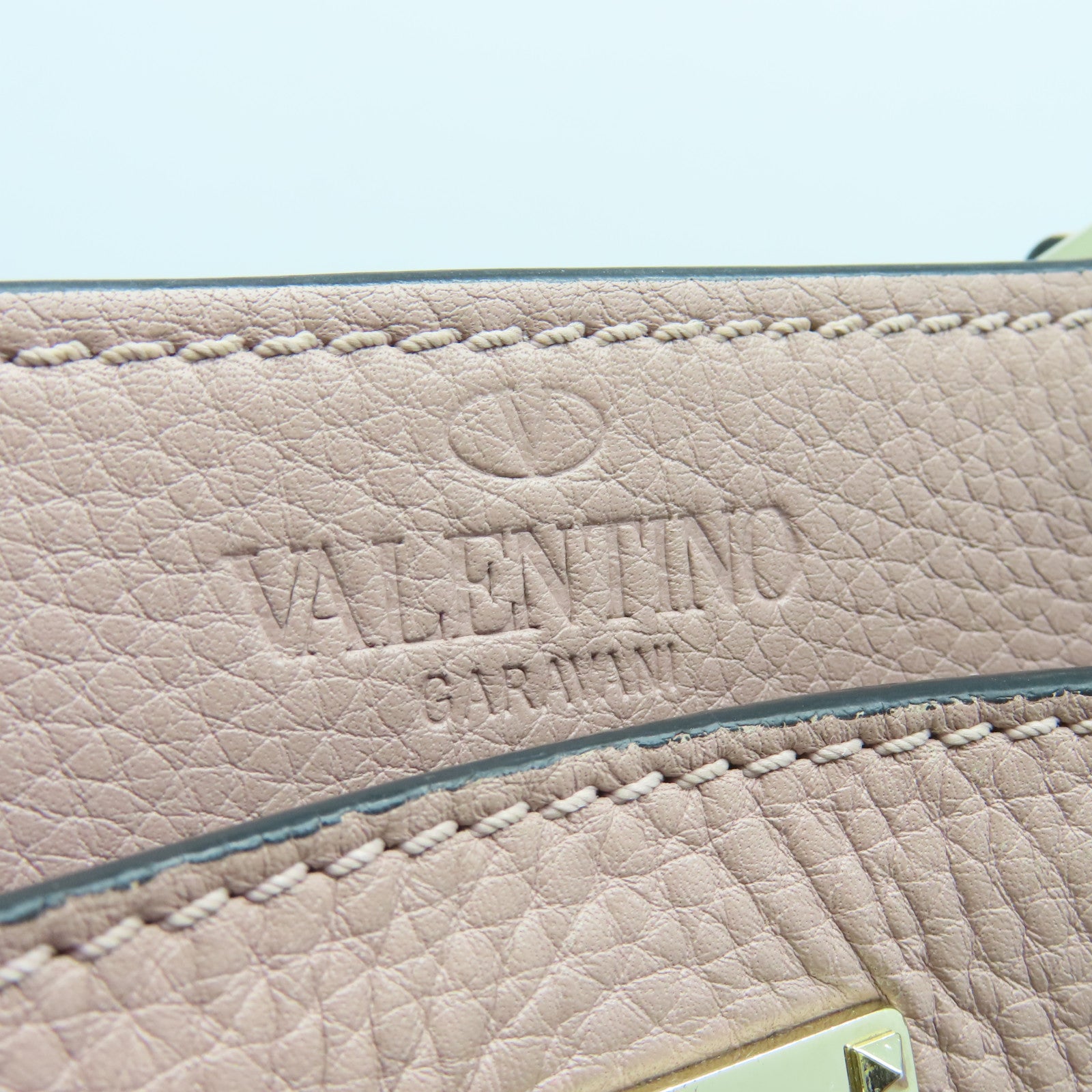 Valentino 牛皮皮革2 Way Shoulder金扣手挽肩背兩用袋粉紅色