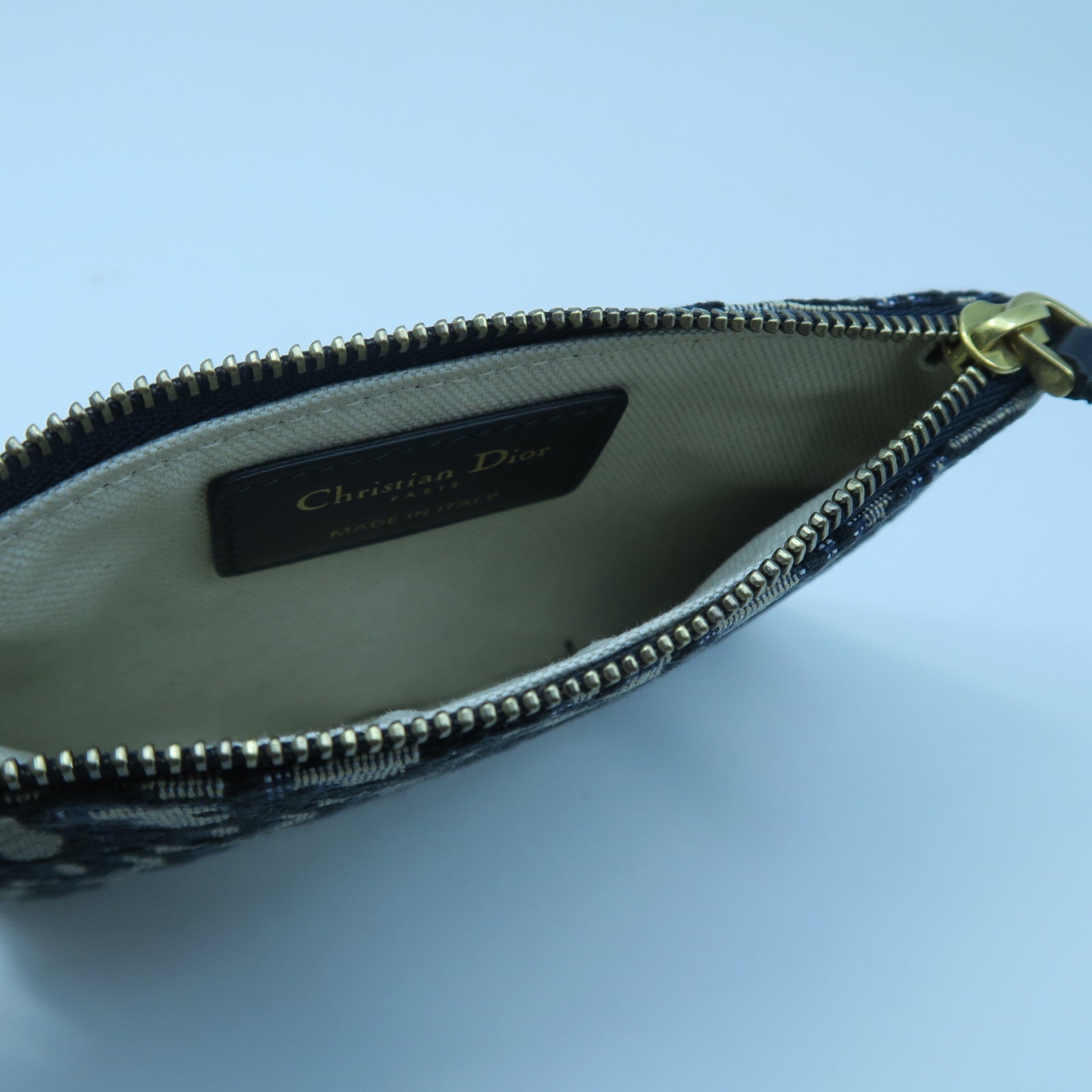 Dior Canvas Travel Kit Silver Buckle Clutch Dark Blue