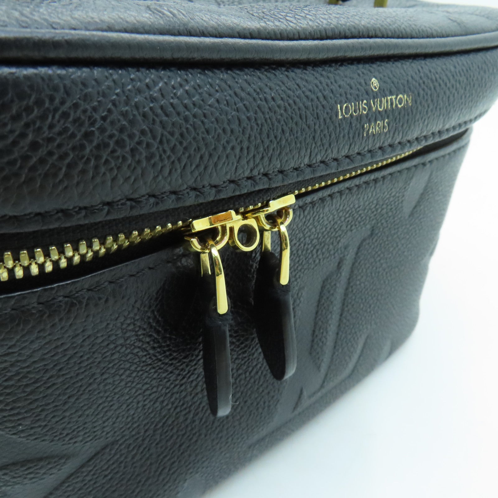 LOUIS VUITTON Monogram Empreinte Vanity PM金扣手挽肩背两用袋黑色
