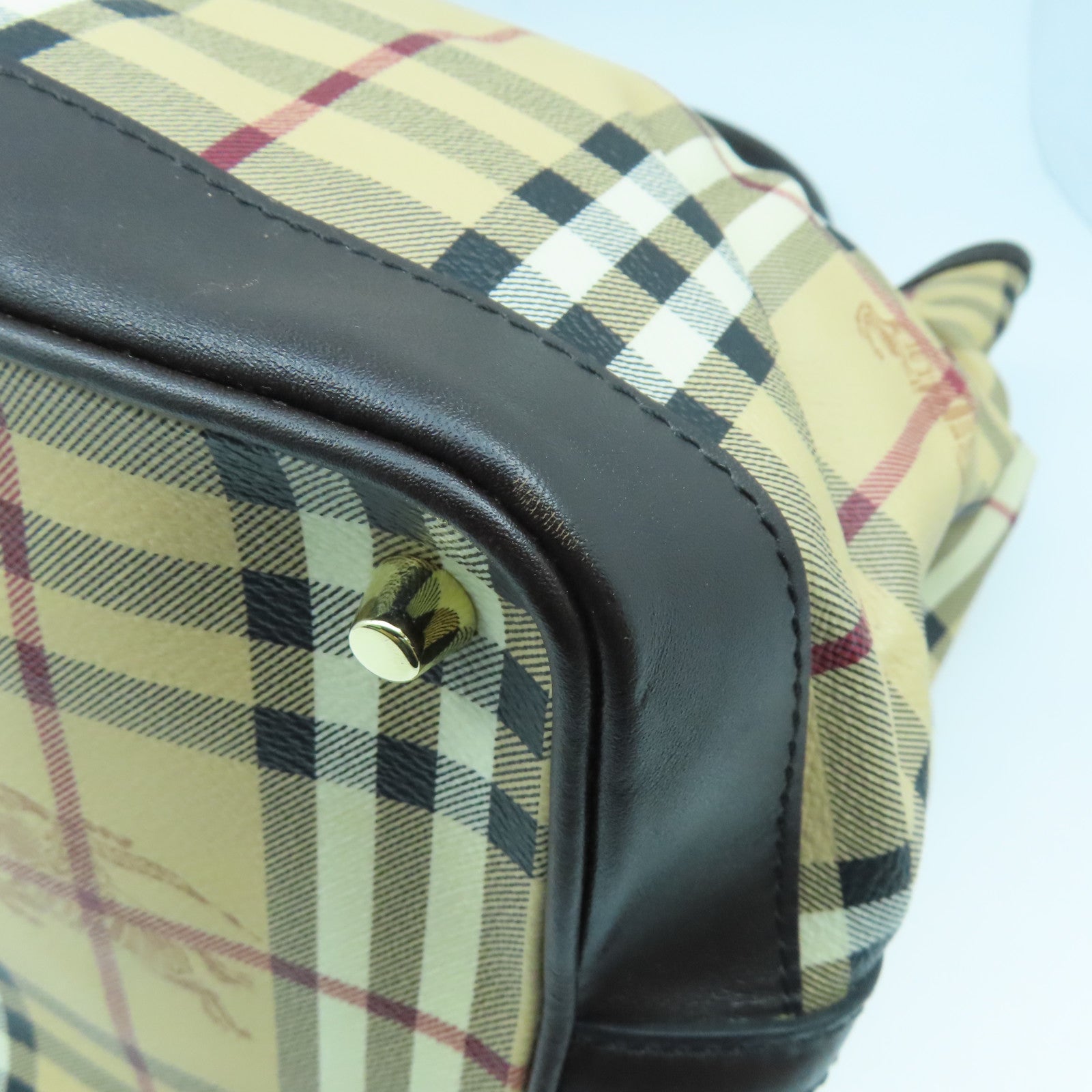 BURBERRY 塗層帆布2Way Shoulder金扣手挽肩背兩用袋啡色