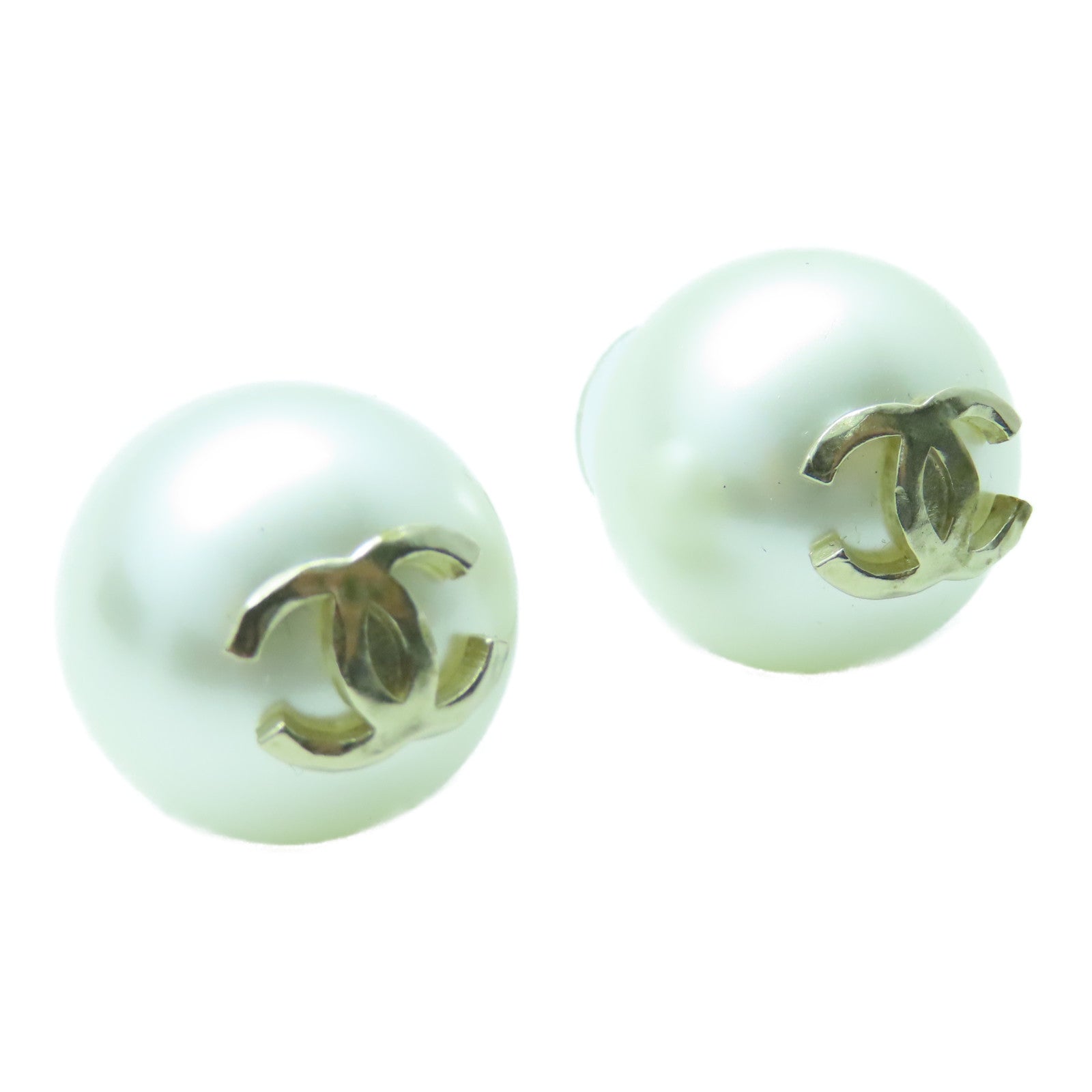 CHANEL PVC Earrings耳环白色金色