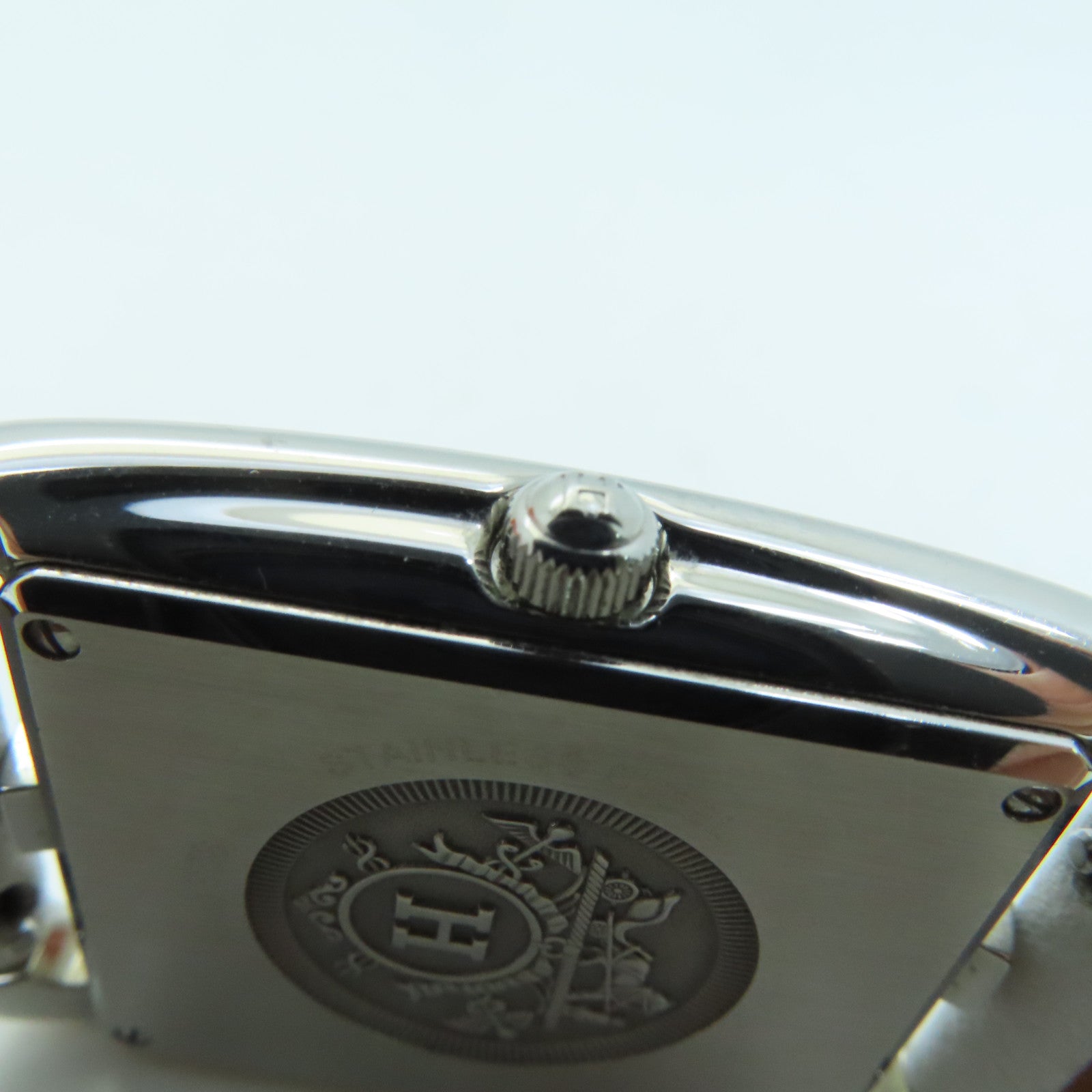 HERMES [Sharp Discount] Capecod Leather Band/Stainless Steel Watch Quartz Movement White