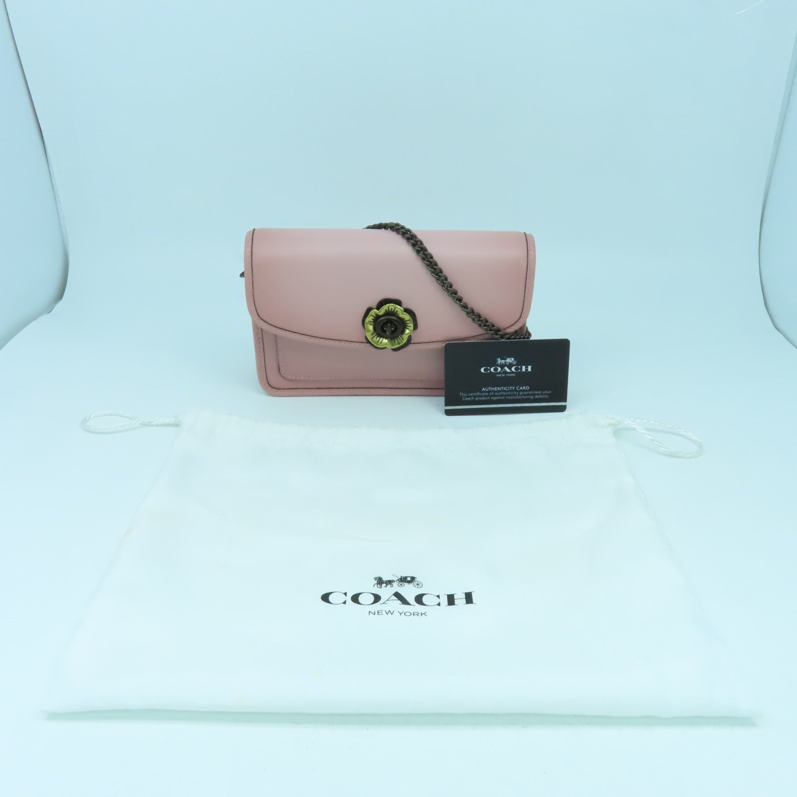 COACH 牛皮皮革Parker 18 Flower Crossbody Orchid鏈帶肩背袋粉紅色