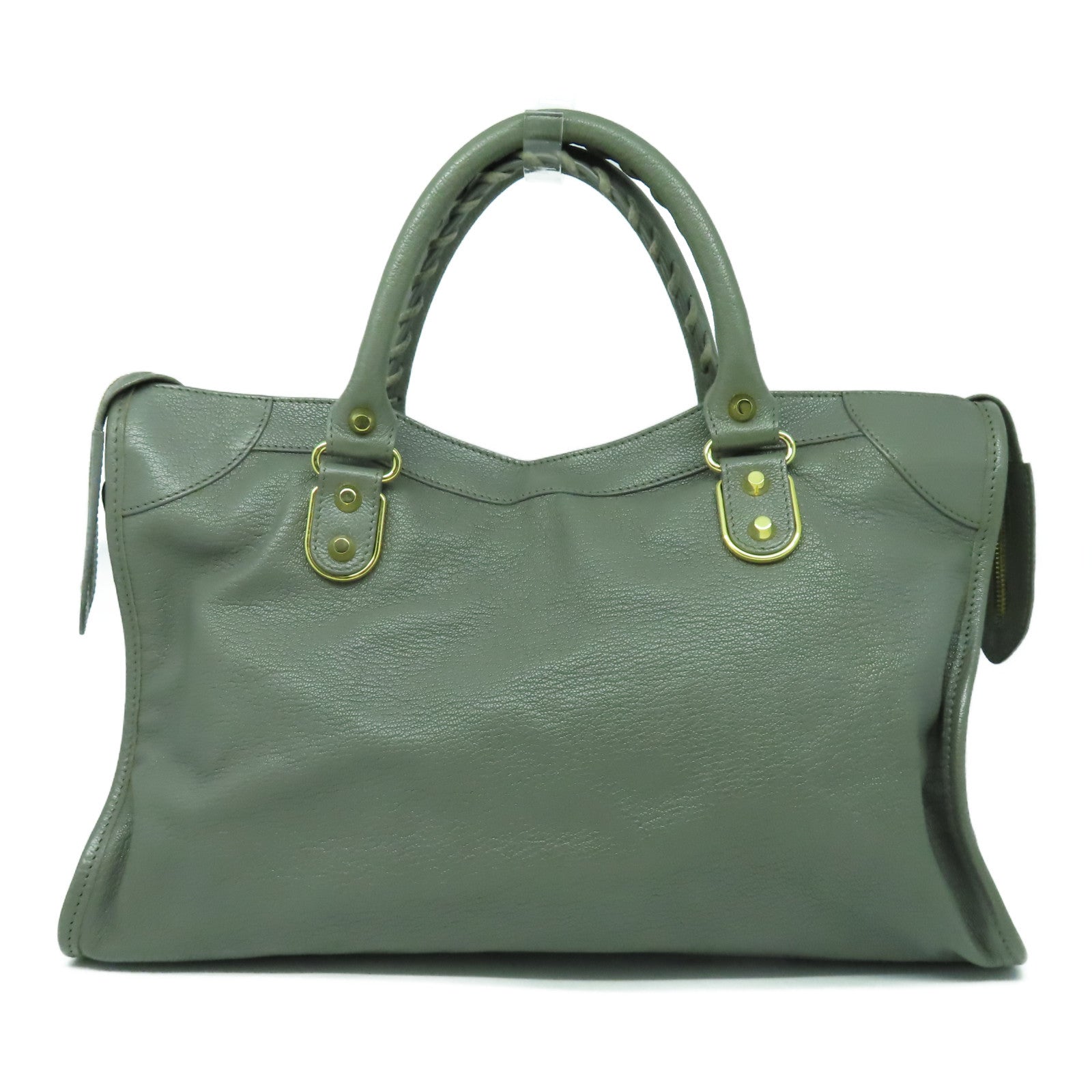 BALENCIAGA 牛皮皮革City金扣手挽肩背兩用袋灰色