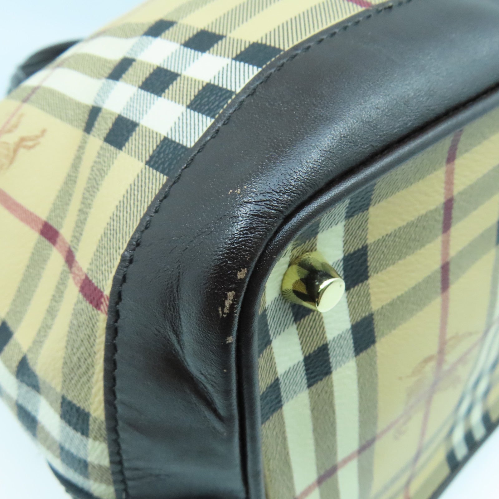 BURBERRY 塗層帆布2Way Shoulder金扣手挽肩背兩用袋啡色