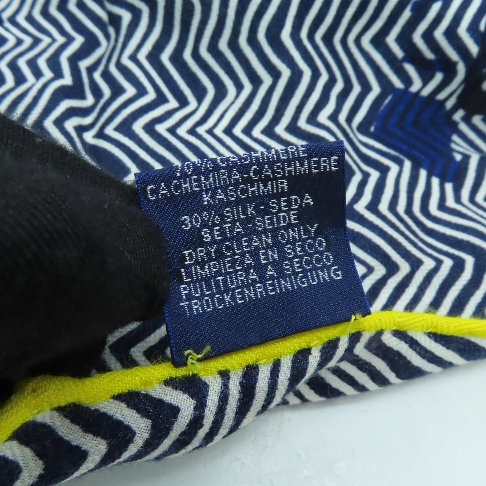 HERMES 【激減優惠】羊絨/絲質Scarf圍巾藍色/黃色