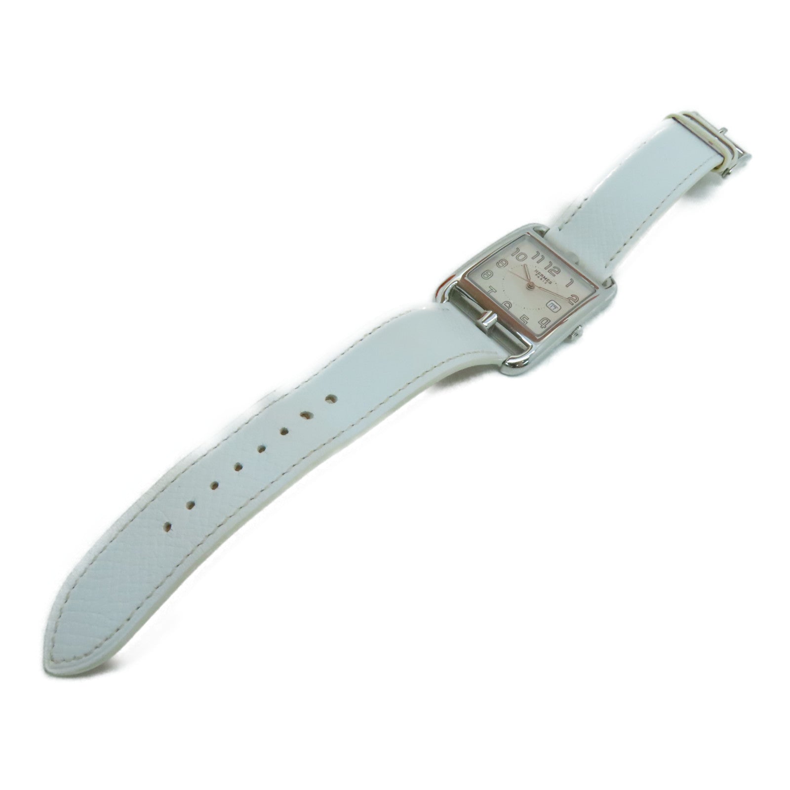 HERMES [Sharp Discount] Capecod Leather Band/Stainless Steel Watch Quartz Movement White