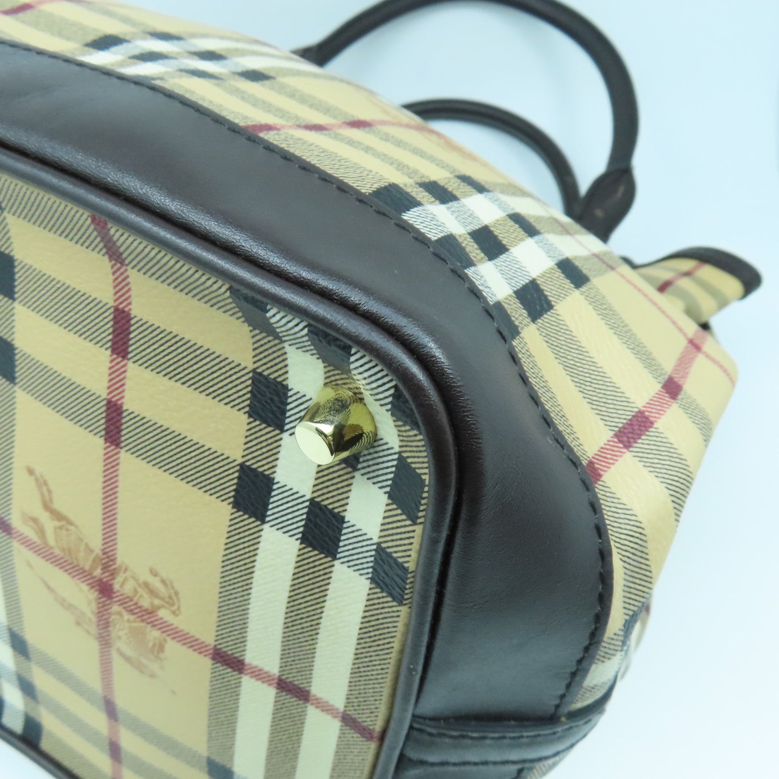 BURBERRY 塗層帆布2Way Shoulder金扣手挽肩背兩用袋啡色