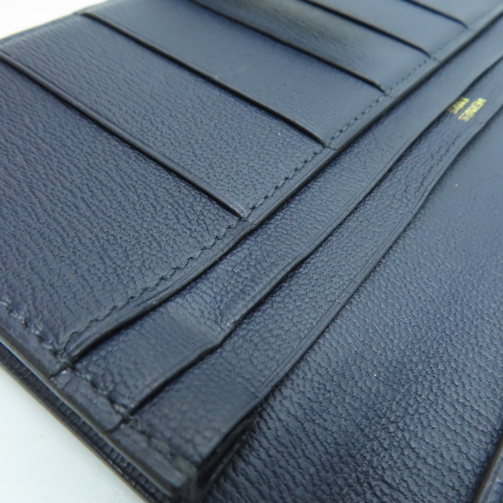 HERMES [Sharp Discount] Alligator Leather Bearn Long Wallet Gold Buckle Long Wallet Marine/Dark Blue