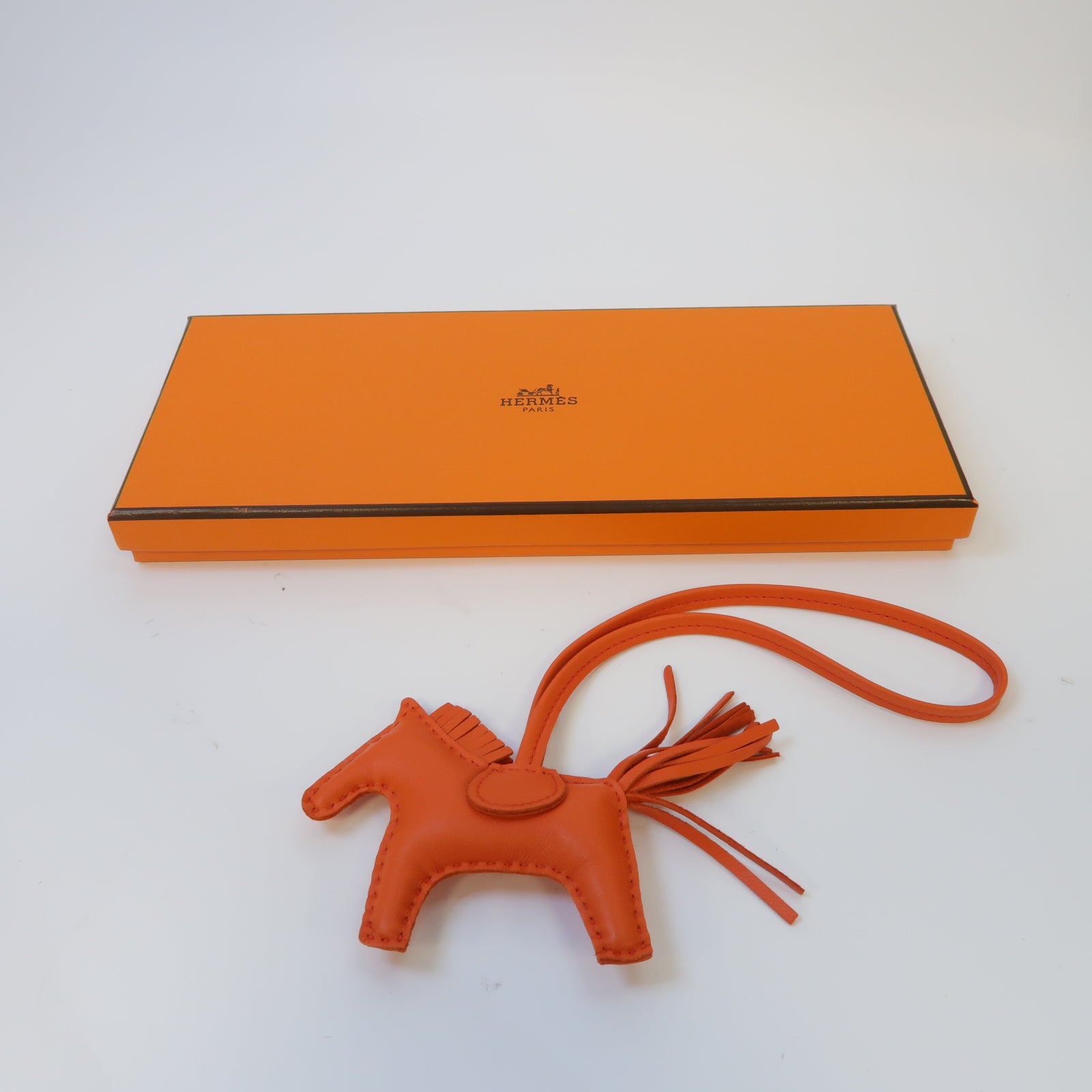 HERMES Swift皮革Rodeo PM掛飾Orange橙色
