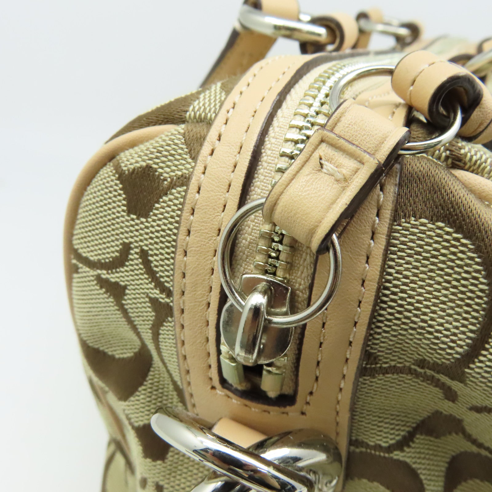 COACH 帆布2Way Shoulder Bag手挽肩背兩用袋啡色/杏色