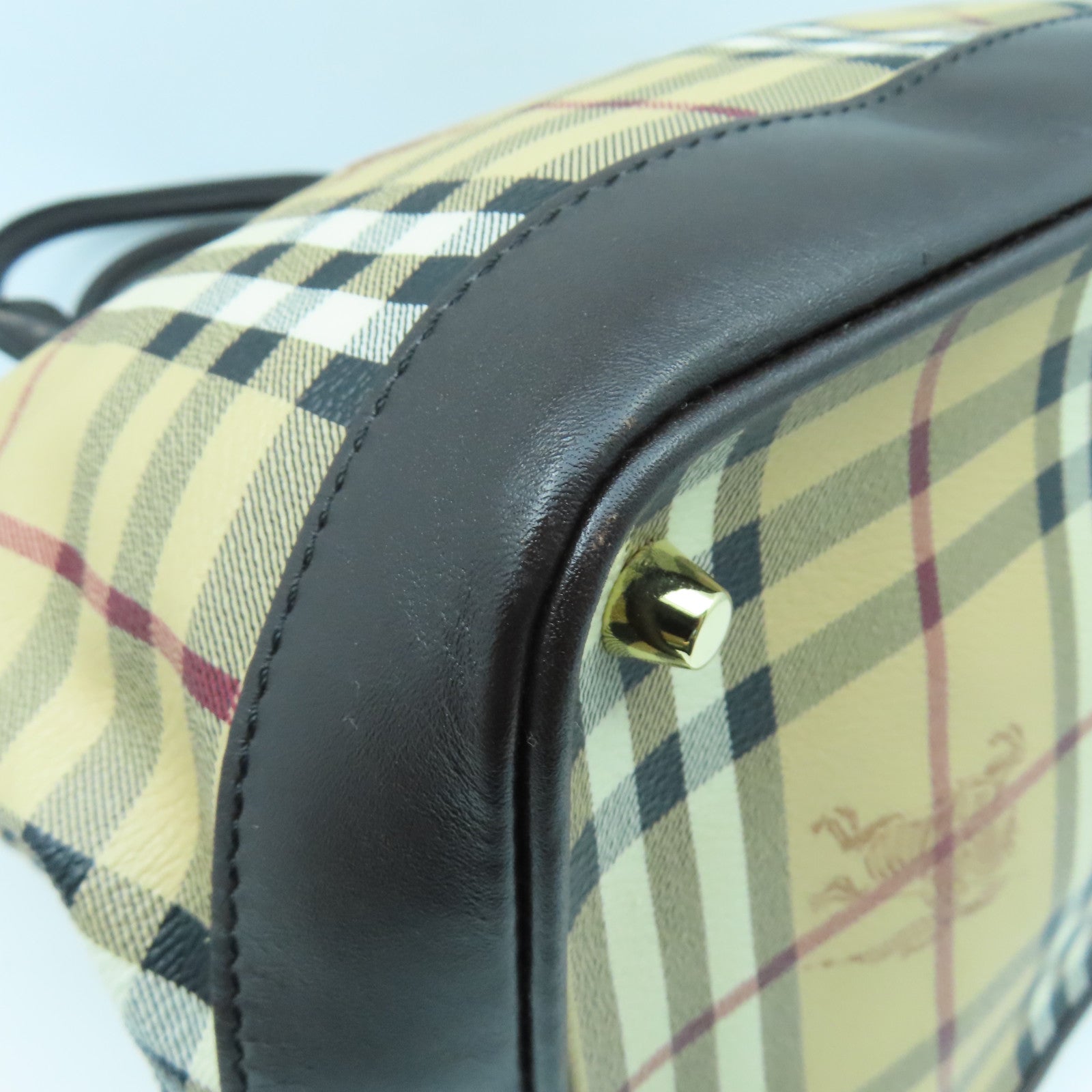 BURBERRY 塗層帆布2Way Shoulder金扣手挽肩背兩用袋啡色