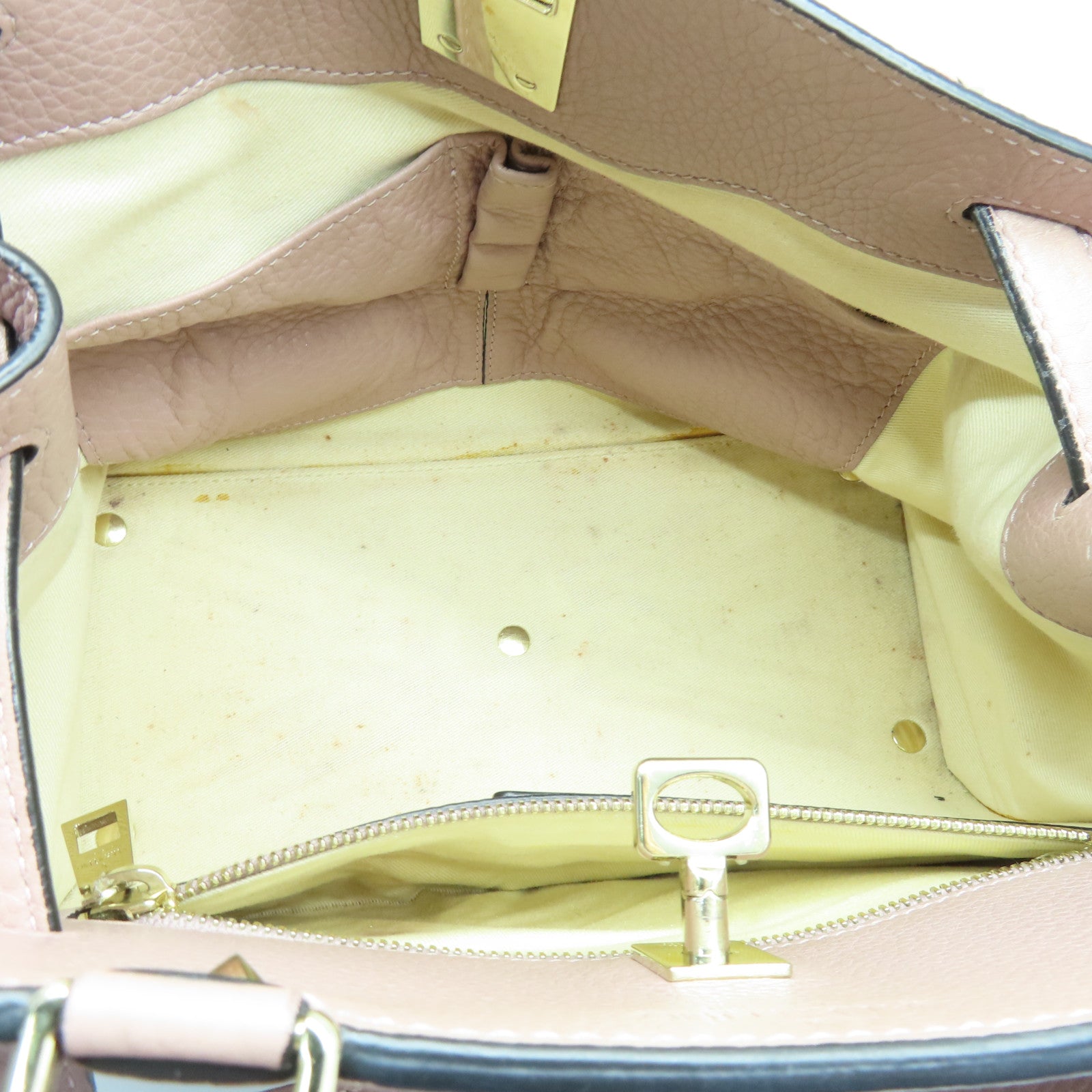 Valentino 牛皮皮革2 Way Shoulder金扣手挽肩背兩用袋粉紅色
