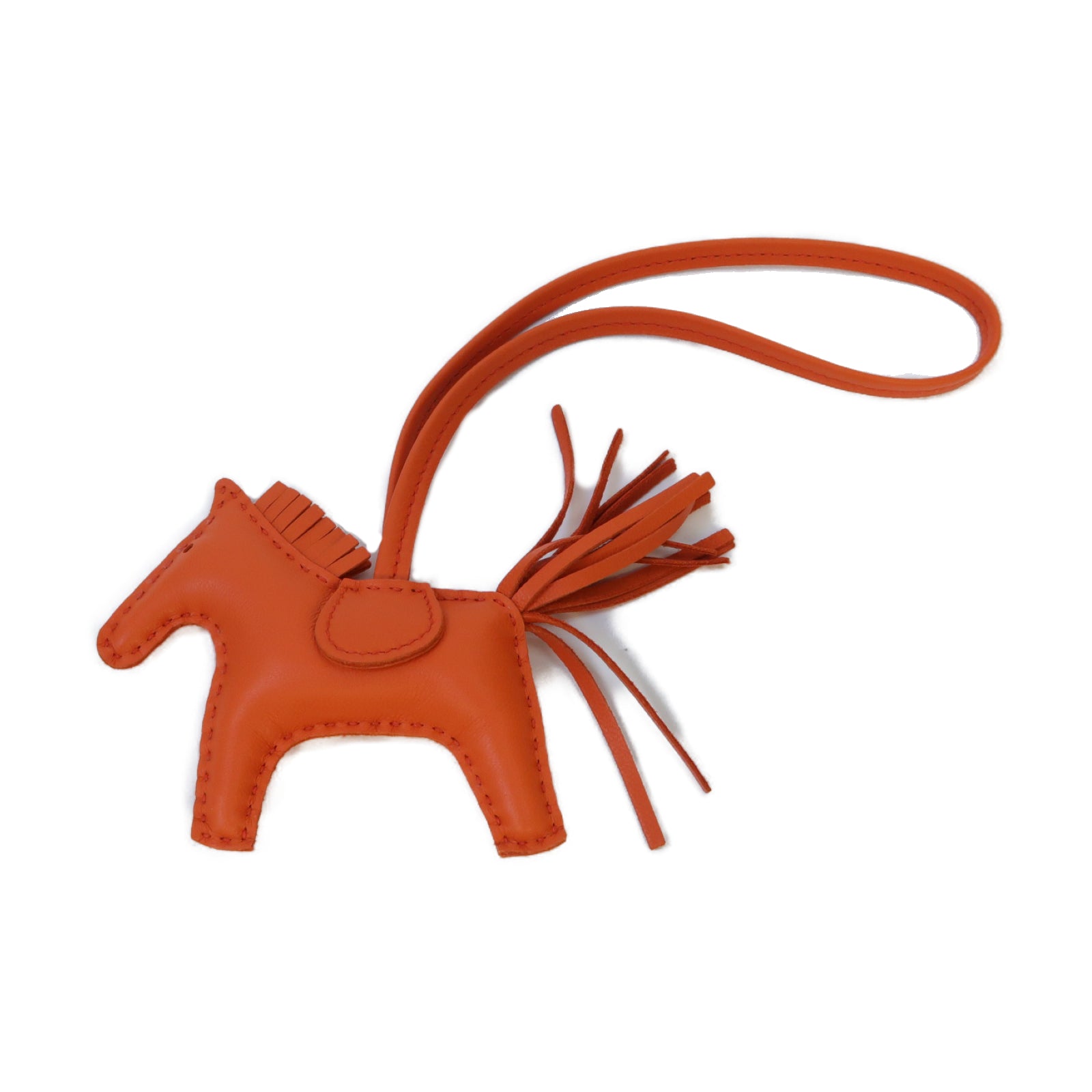 HERMES Swift皮革Rodeo PM掛飾Orange橙色