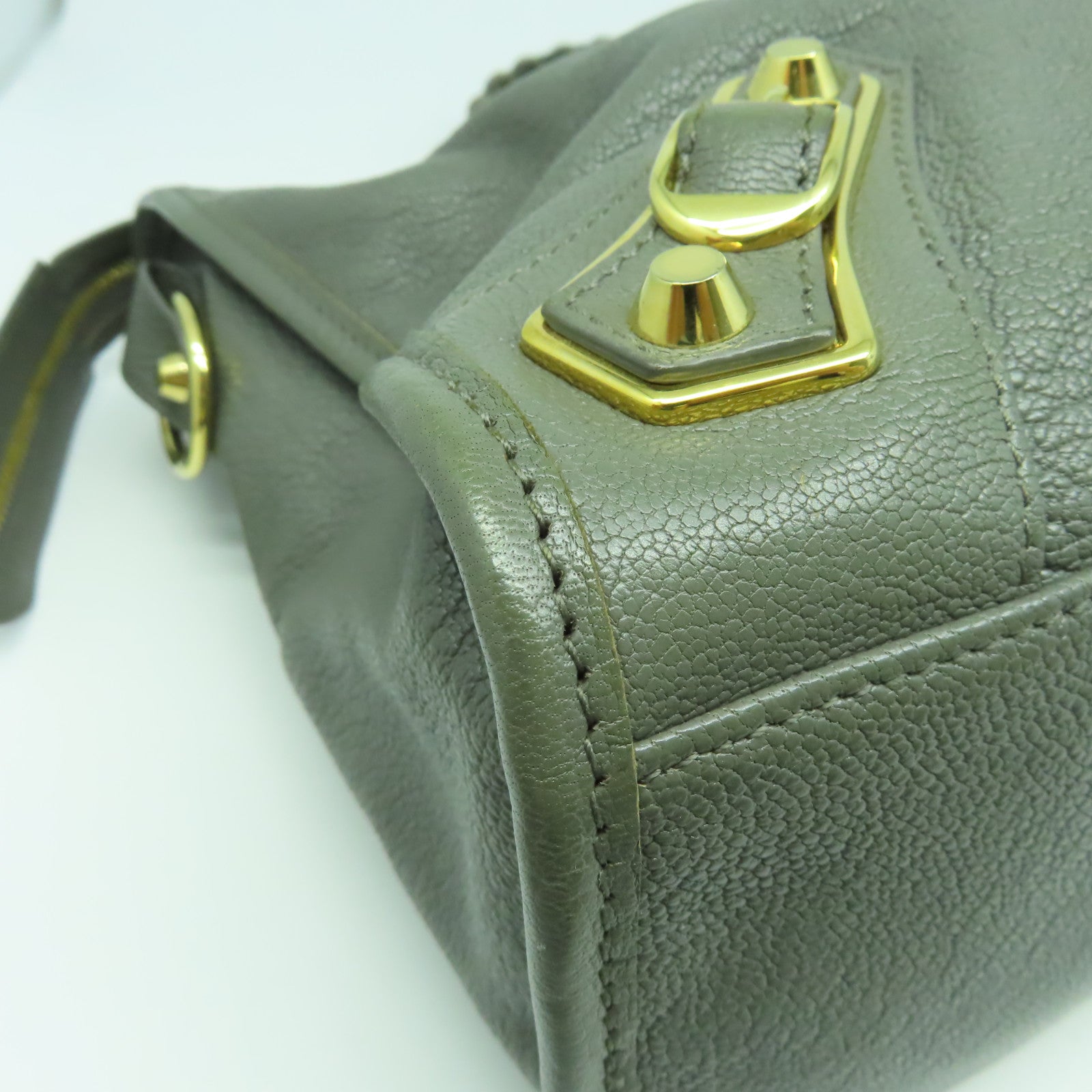 BALENCIAGA 牛皮皮革City金扣手挽肩背兩用袋灰色