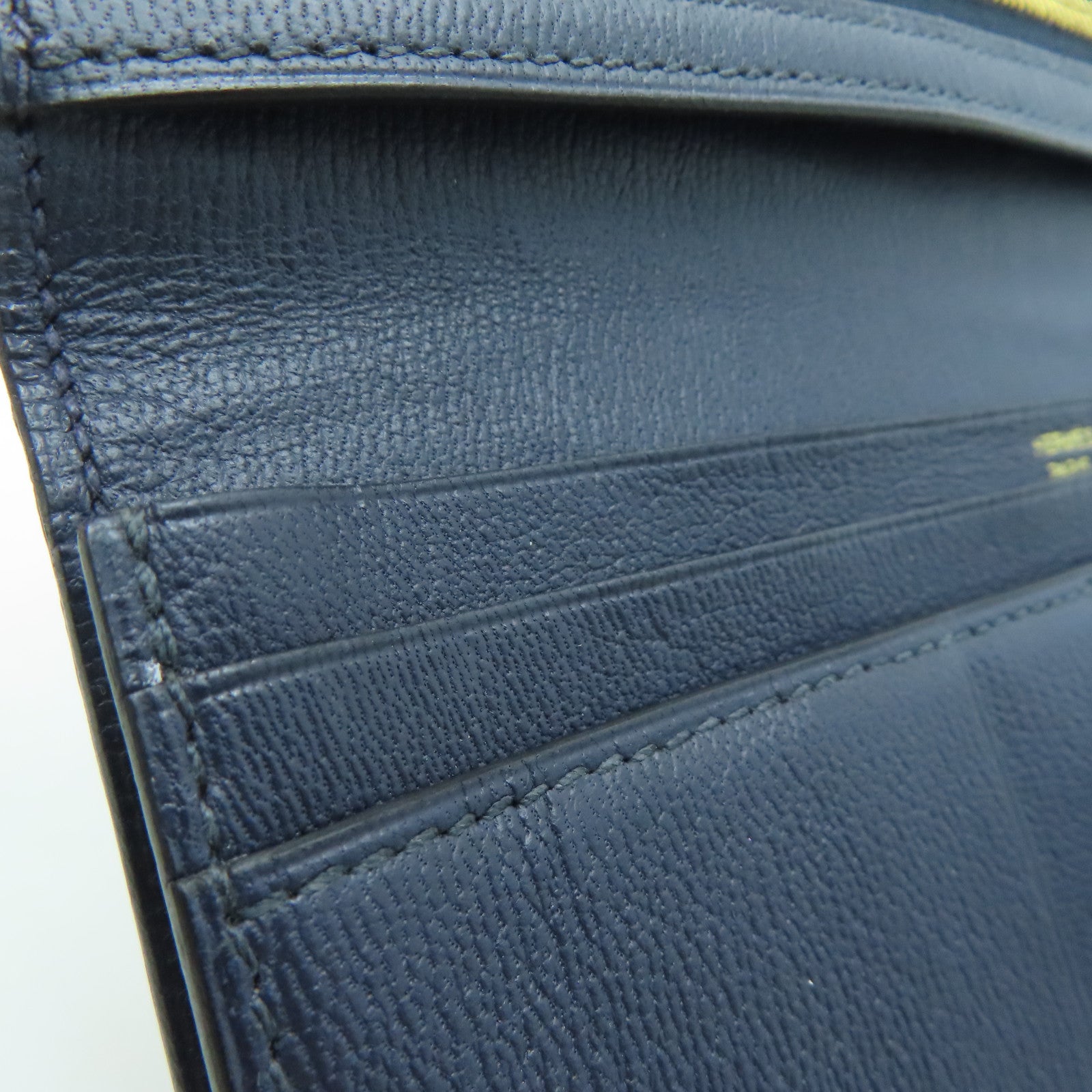 HERMES [Sharp Discount] Alligator Leather Bearn Long Wallet Gold Buckle Long Wallet Marine/Dark Blue