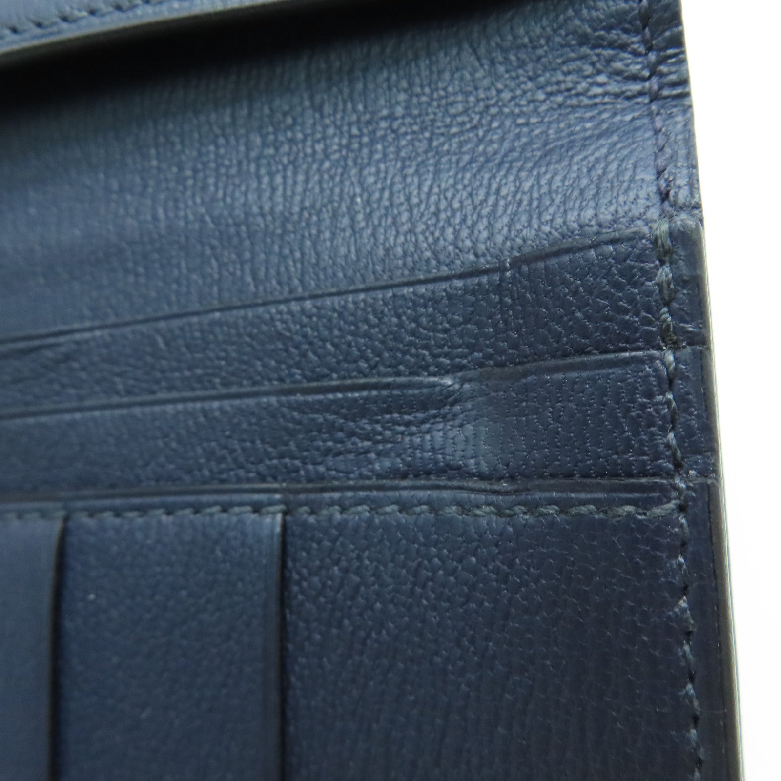 HERMES [Sharp Discount] Alligator Leather Bearn Long Wallet Gold Buckle Long Wallet Marine/Dark Blue