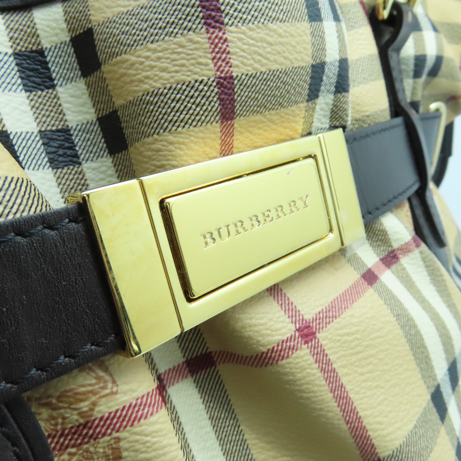 BURBERRY 塗層帆布2Way Shoulder金扣手挽肩背兩用袋啡色