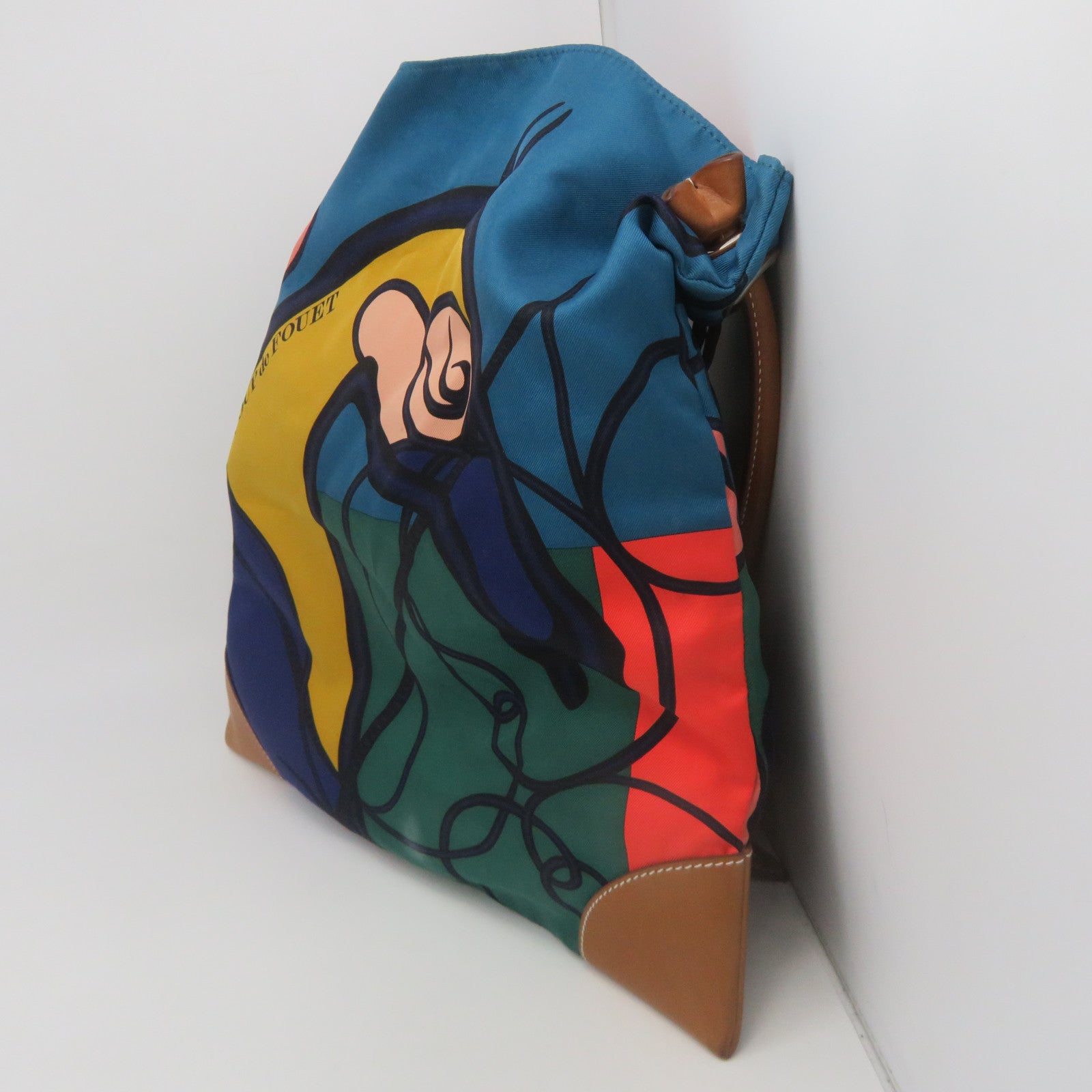 HERMES 【激減優惠】絲質Silk City銀扣肩背袋彩色