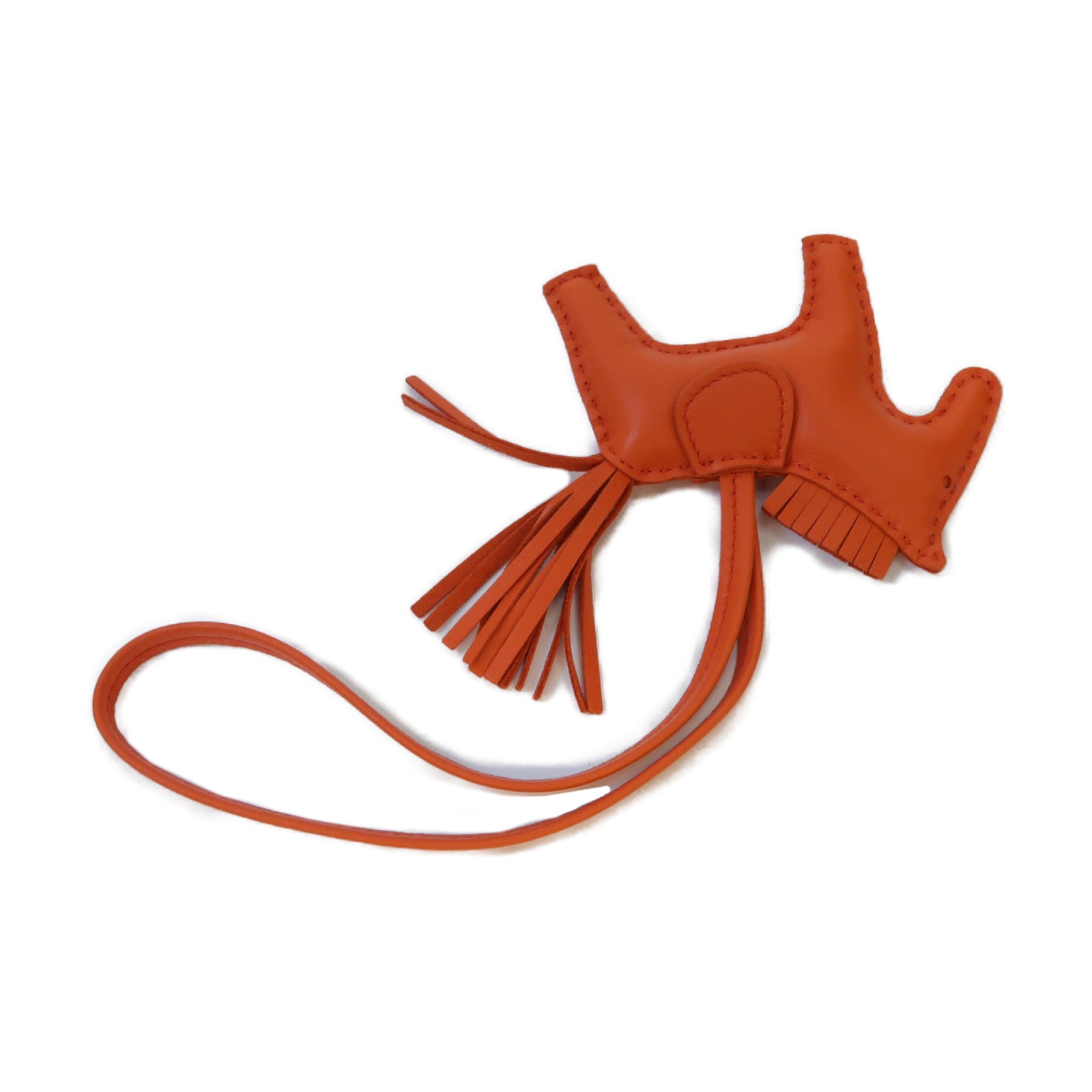 HERMES Swift皮革Rodeo PM掛飾Orange橙色