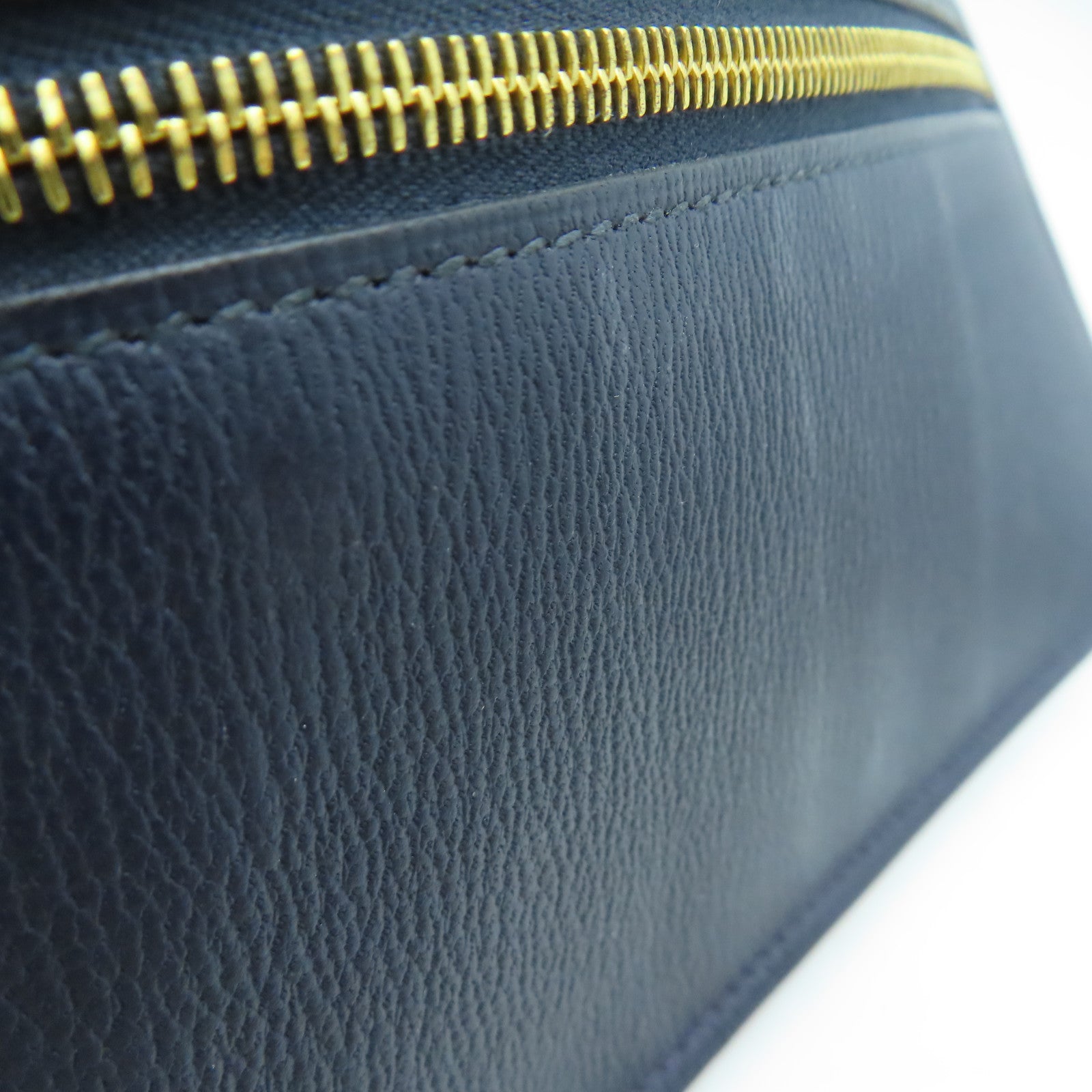 HERMES [Sharp Discount] Alligator Leather Bearn Long Wallet Gold Buckle Long Wallet Marine/Dark Blue
