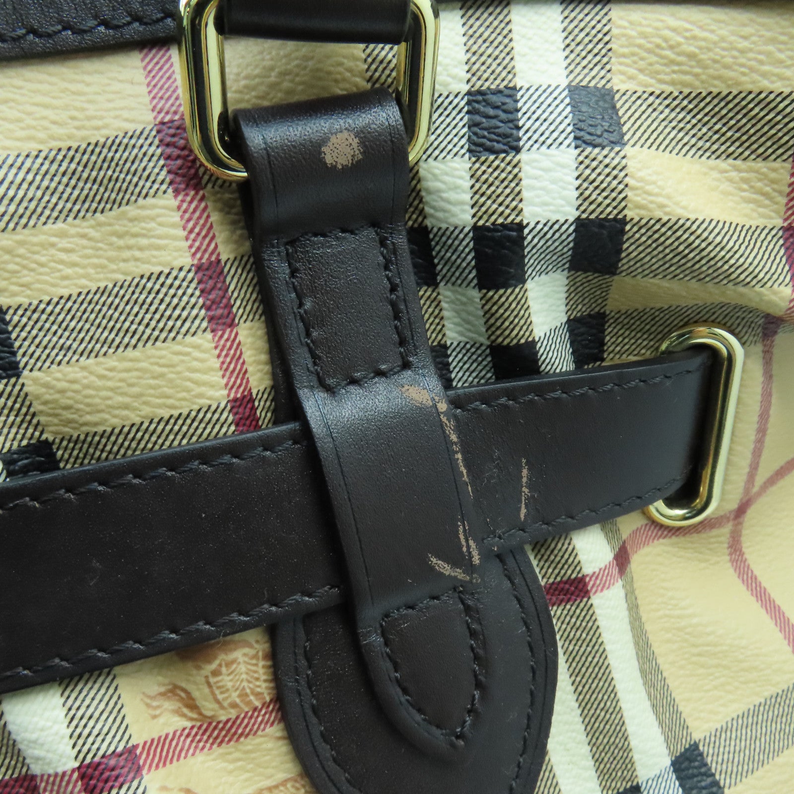 BURBERRY 塗層帆布2Way Shoulder金扣手挽肩背兩用袋啡色