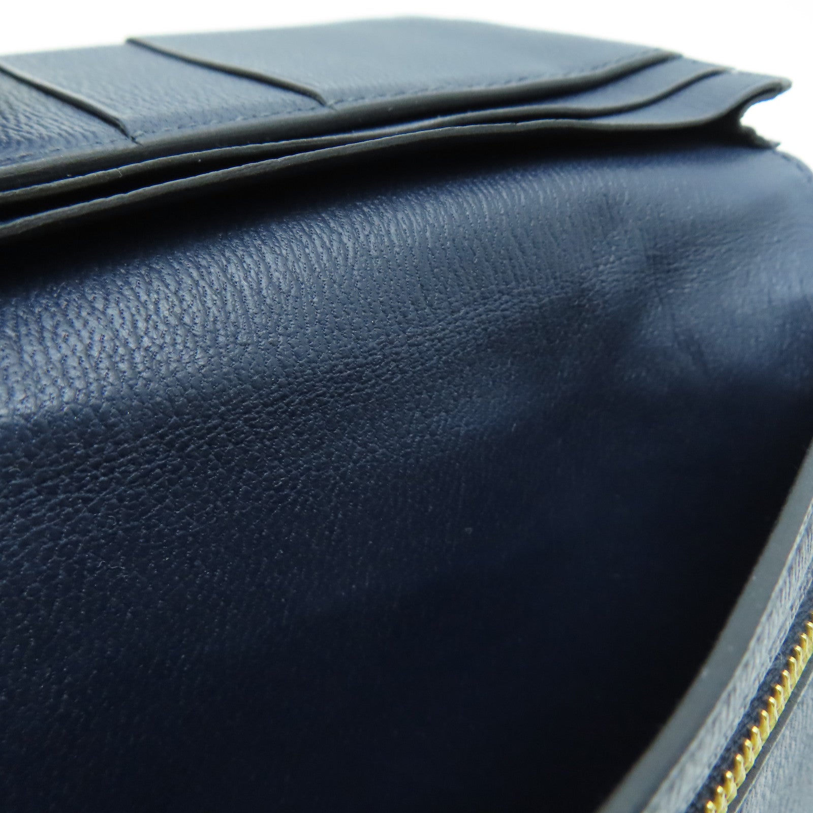 HERMES [Sharp Discount] Alligator Leather Bearn Long Wallet Gold Buckle Long Wallet Marine/Dark Blue