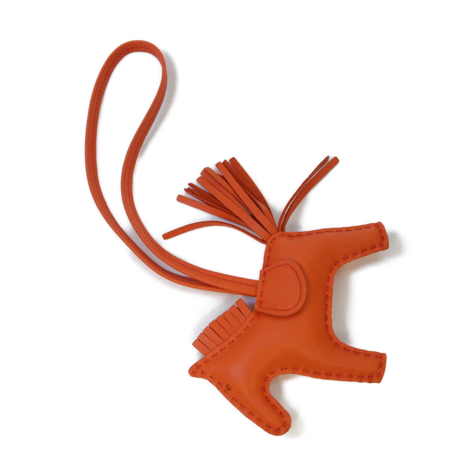 HERMES Swift皮革Rodeo PM掛飾Orange橙色
