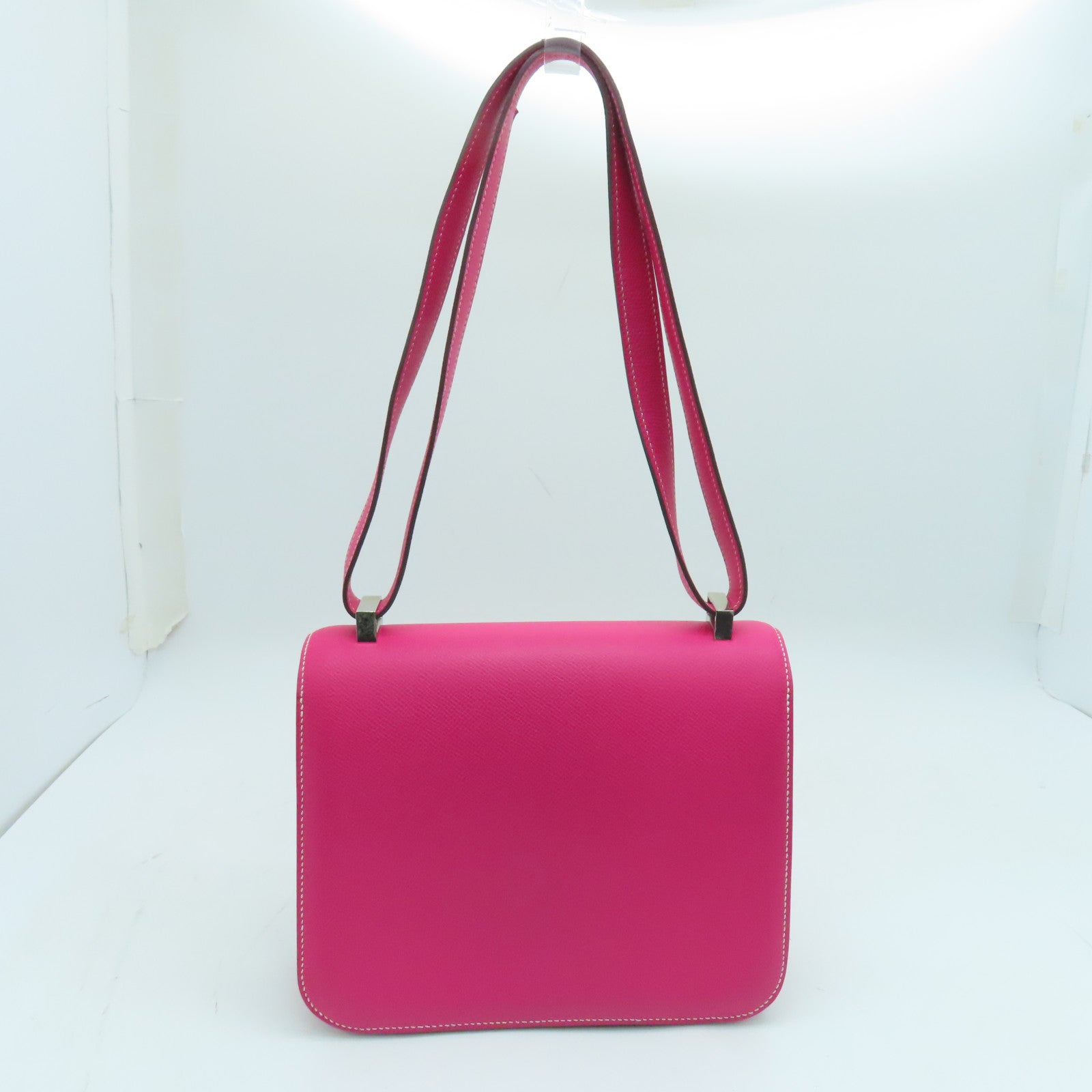 HERMES Epsom leather Constance 24 2 way Shoulder silver buckle handle shoulder bag pink