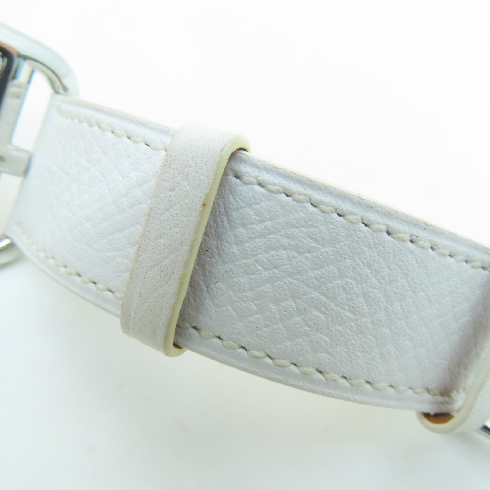 HERMES [Sharp Discount] Capecod Leather Band/Stainless Steel Watch Quartz Movement White
