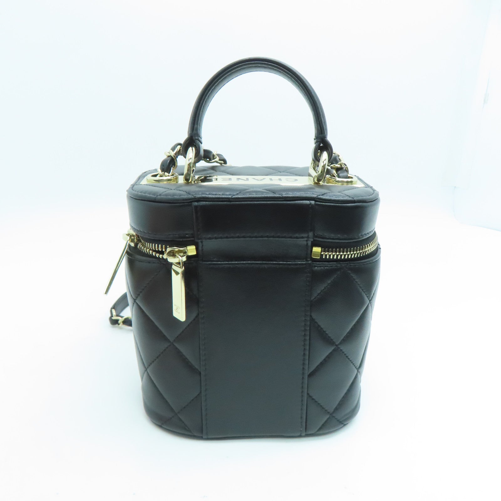 CHANEL 菱格牛皮皮革2way Shoulder Bag金扣手挽肩背两用袋黑色