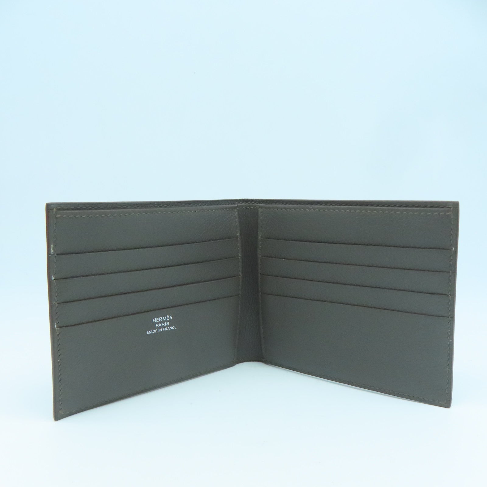 HERMES Evercolor皮革Compact Wallet錢包Etain錫器灰色