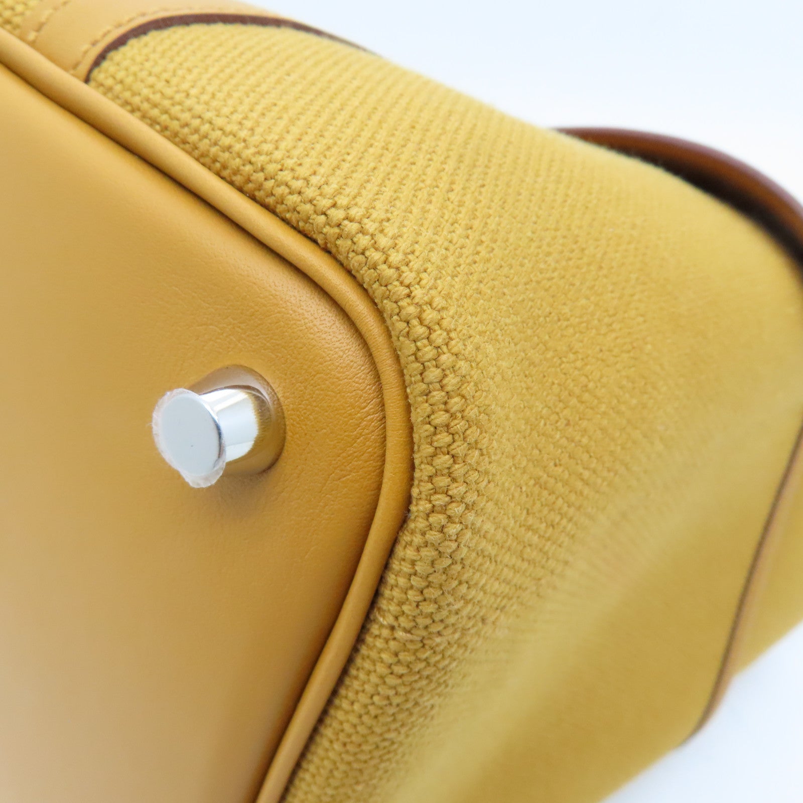 HERMES 帆布Picotin PM Cargo銀扣手挽袋啡色