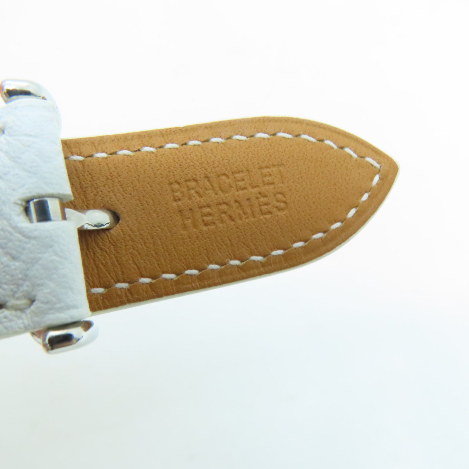 HERMES [Sharp Discount] Capecod Leather Band/Stainless Steel Watch Quartz Movement White