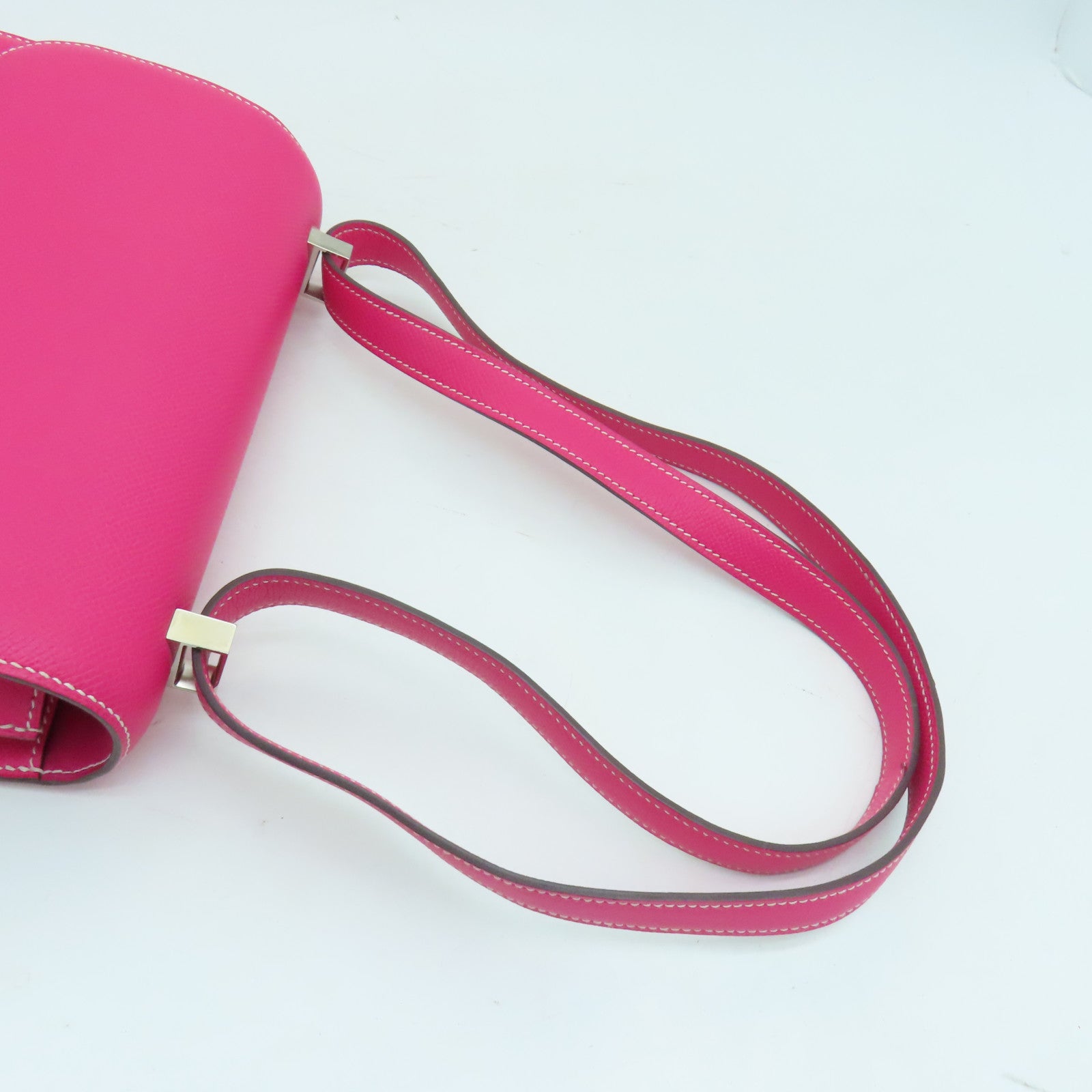 HERMES Epsom leather Constance 24 2 way Shoulder silver buckle handle shoulder bag pink