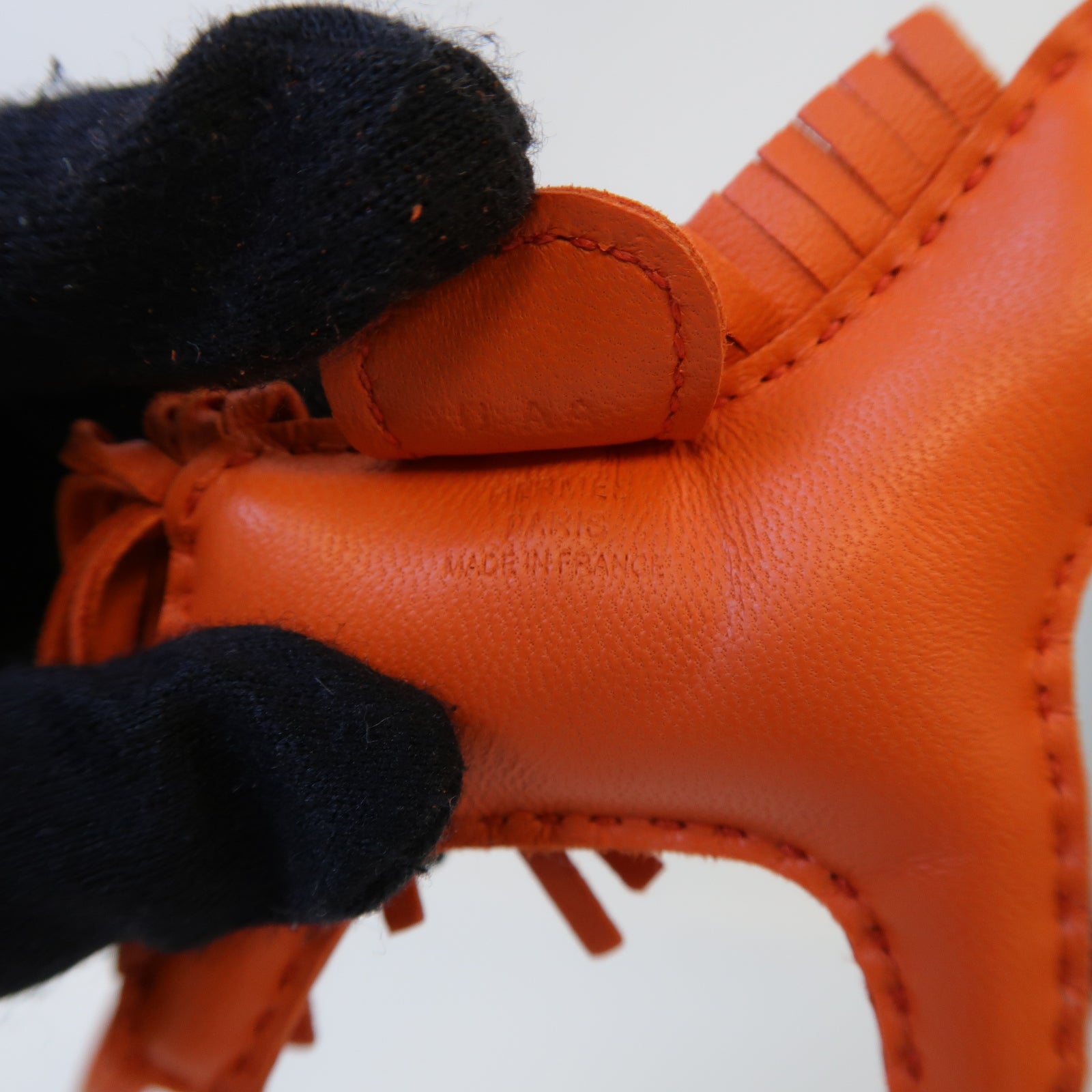 HERMES Swift皮革Rodeo PM掛飾Orange橙色