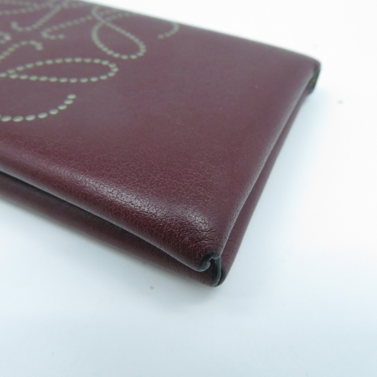 LOEWE 牛皮皮革Card Case金扣卡片套暗紅色