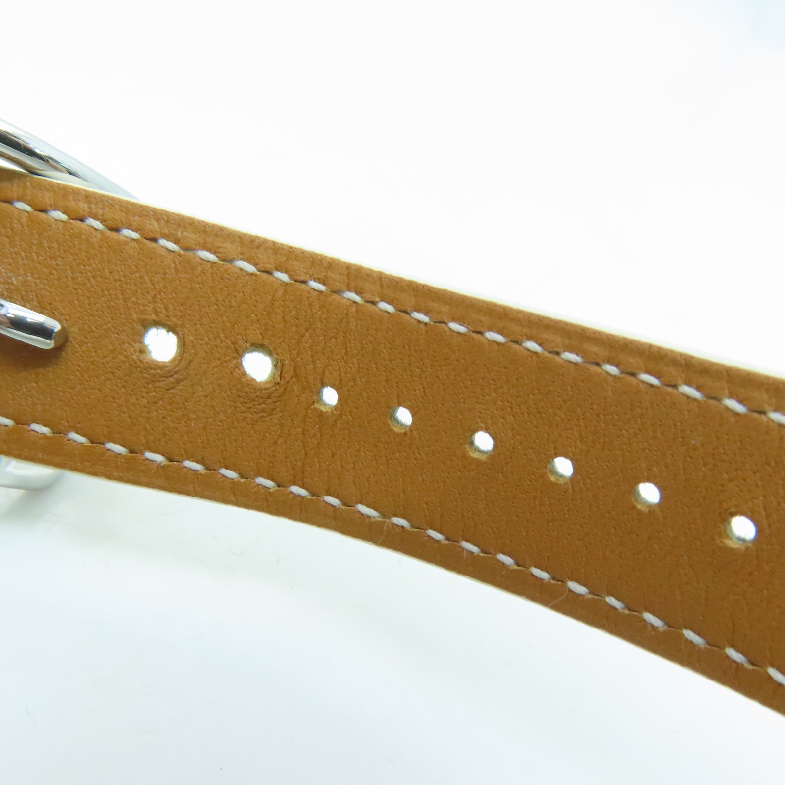 HERMES [Sharp Discount] Capecod Leather Band/Stainless Steel Watch Quartz Movement White