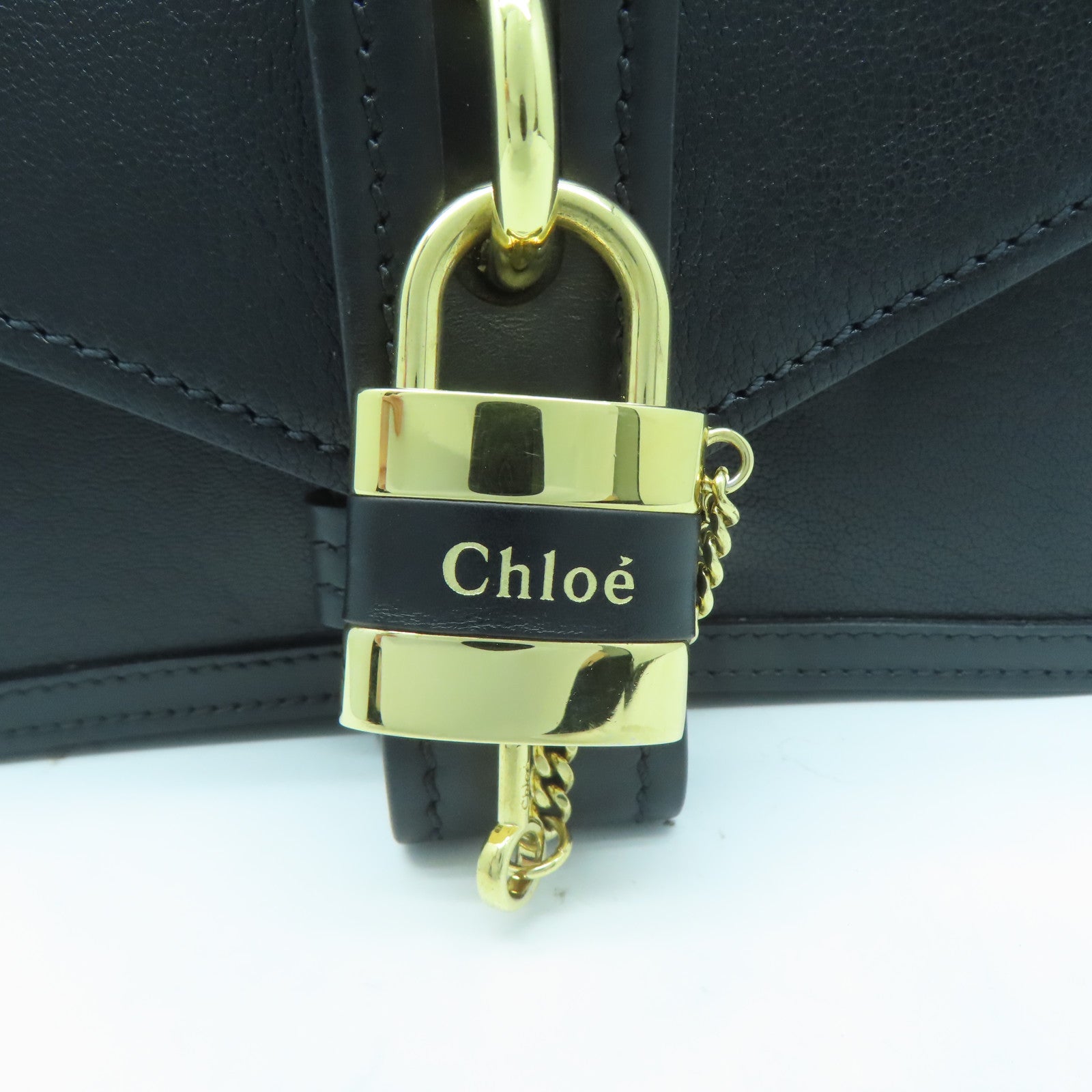 Chloe 牛皮皮革Shoulder Bag金扣鏈帶肩背袋黑色