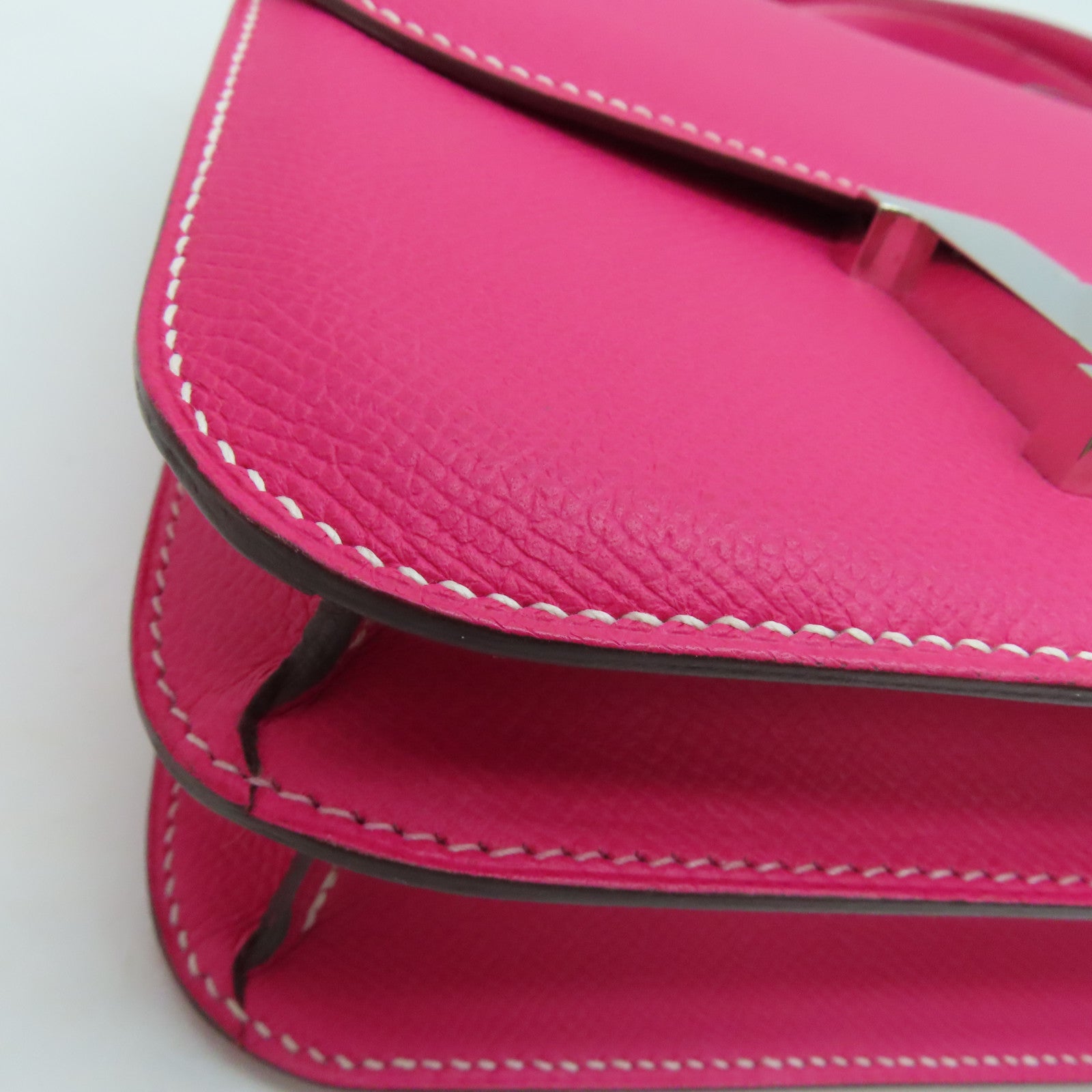 HERMES Epsom leather Constance 24 2 way Shoulder silver buckle handle shoulder bag pink