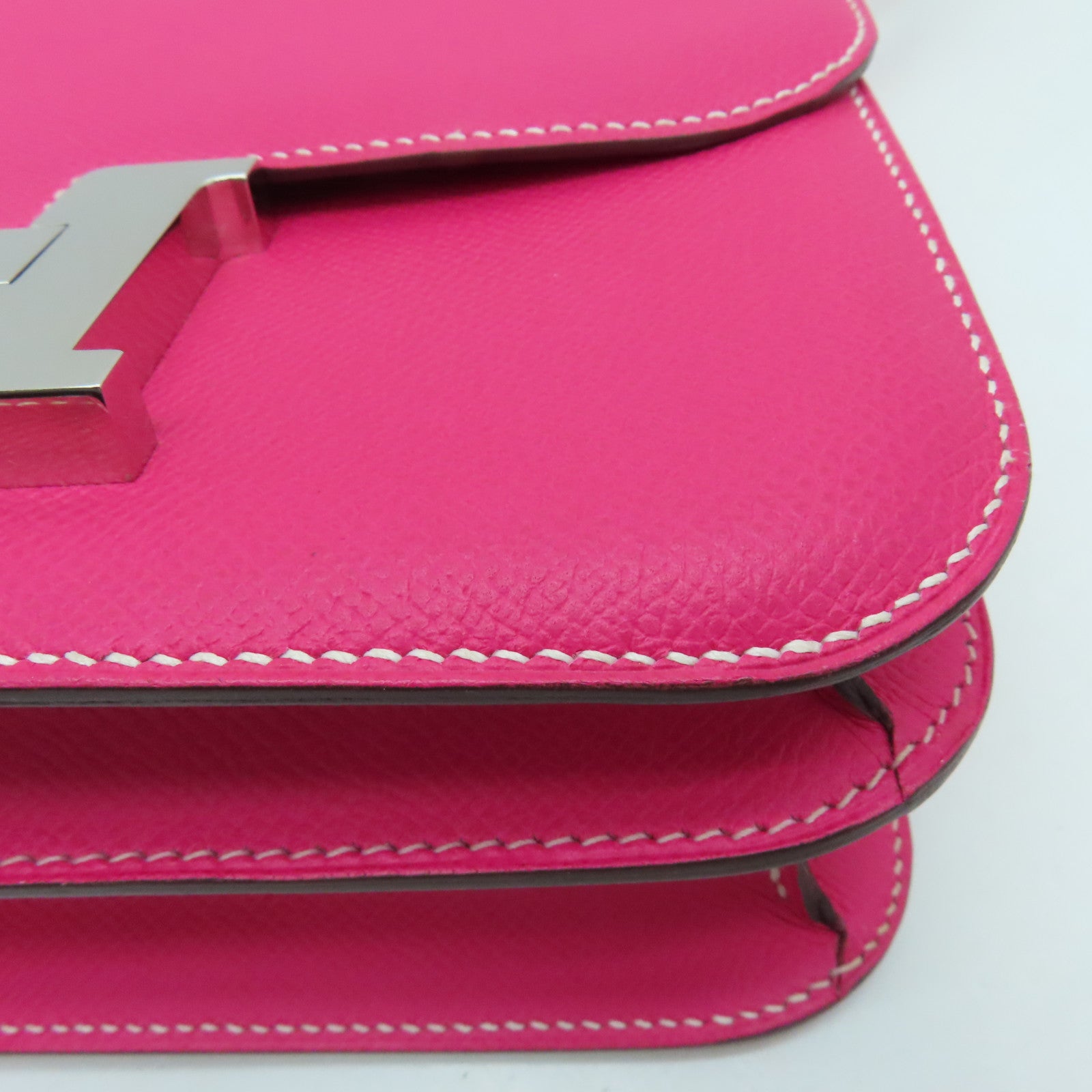 HERMES Epsom leather Constance 24 2 way Shoulder silver buckle handle shoulder bag pink