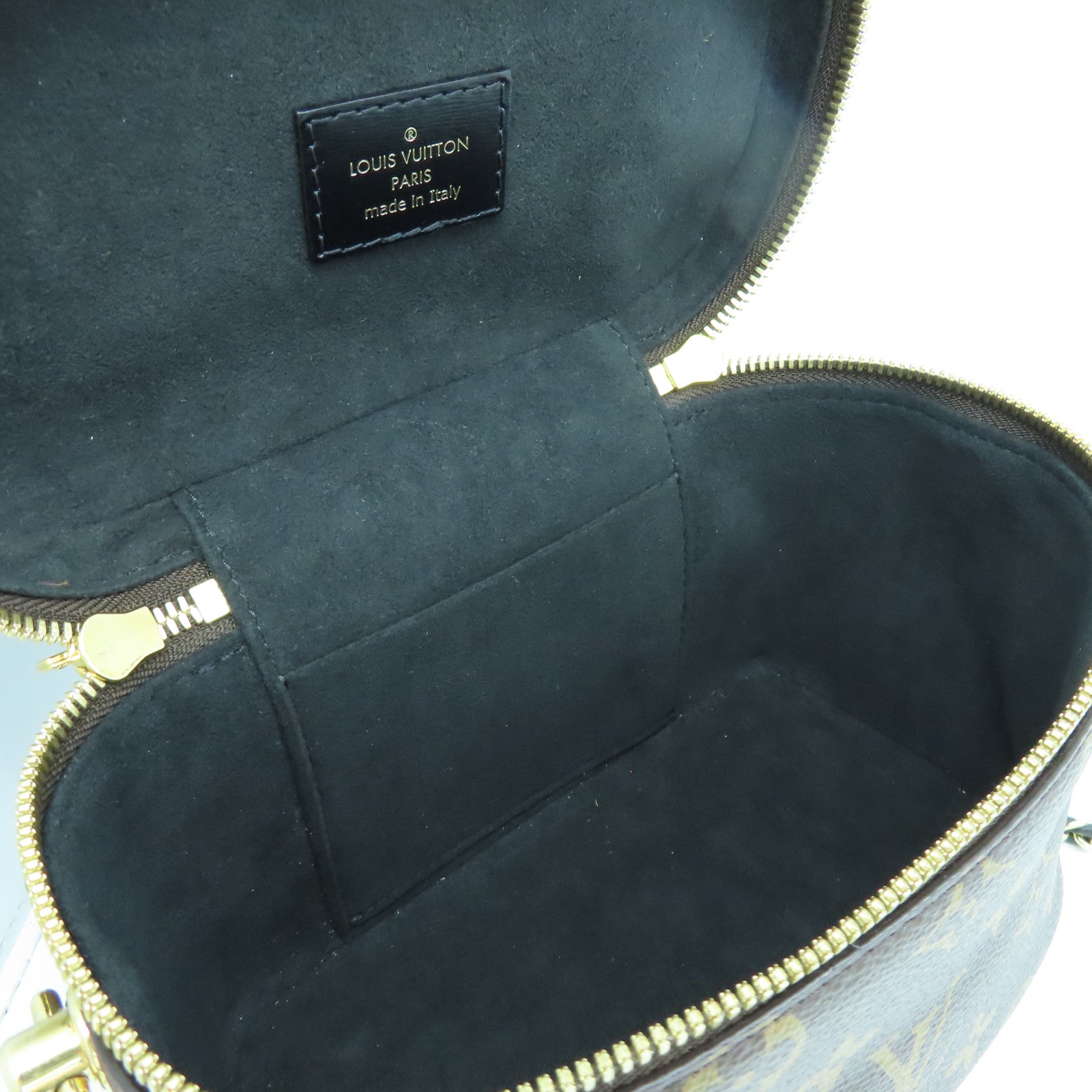 LOUIS VUITTON Monogram Vanity PM Gold Buckle Handle Shoulder Bag Brown