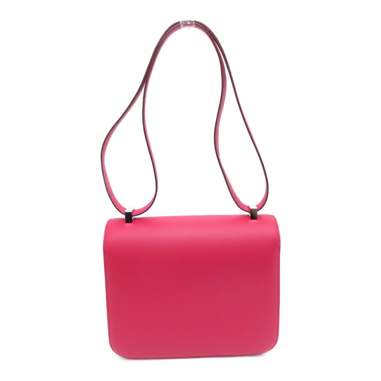 HERMES Epsom皮革Constance 24银扣肩背袋Rose Extreme/桃红色