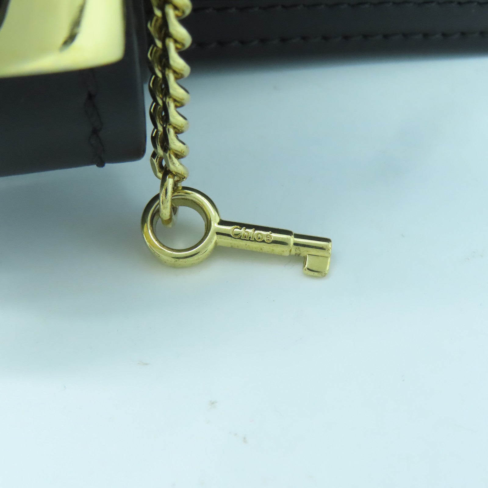 Chloe 牛皮皮革Shoulder Bag金扣鏈帶肩背袋黑色