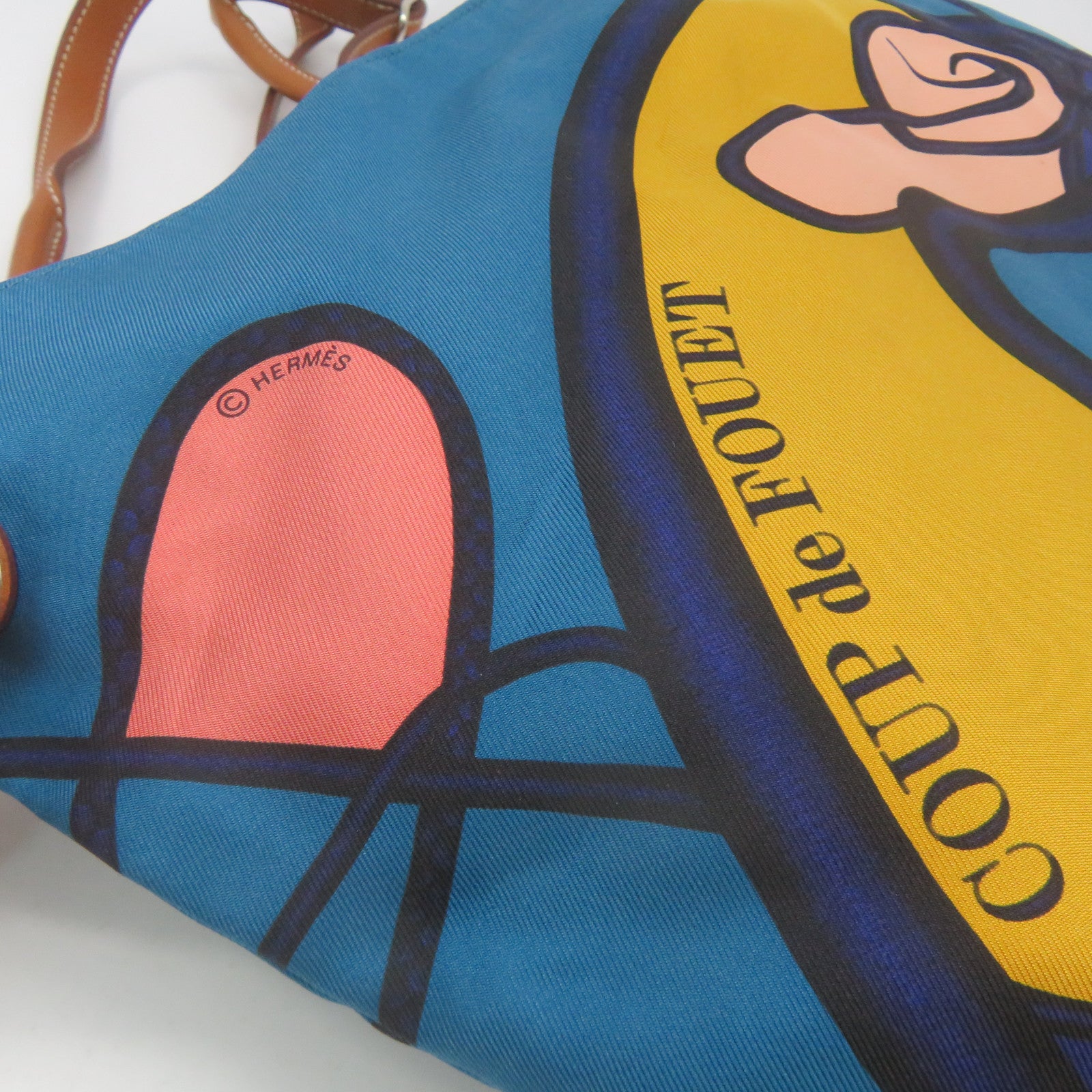 HERMES 【激減優惠】絲質Silk City銀扣肩背袋彩色