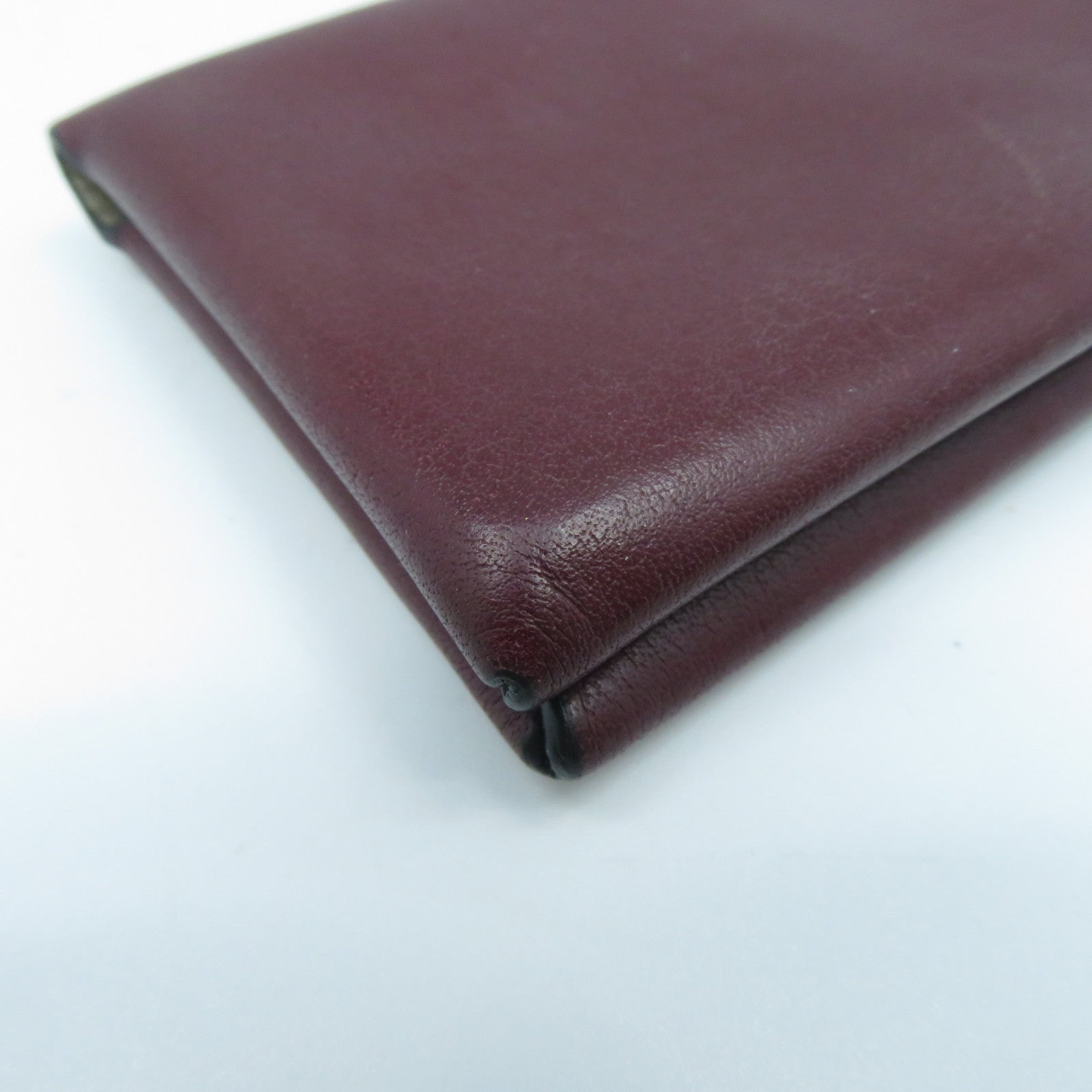 LOEWE 牛皮皮革Card Case金扣卡片套暗紅色