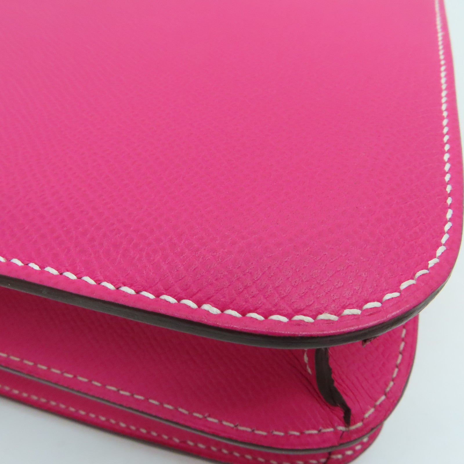 HERMES Epsom leather Constance 24 2 way Shoulder silver buckle handle shoulder bag pink